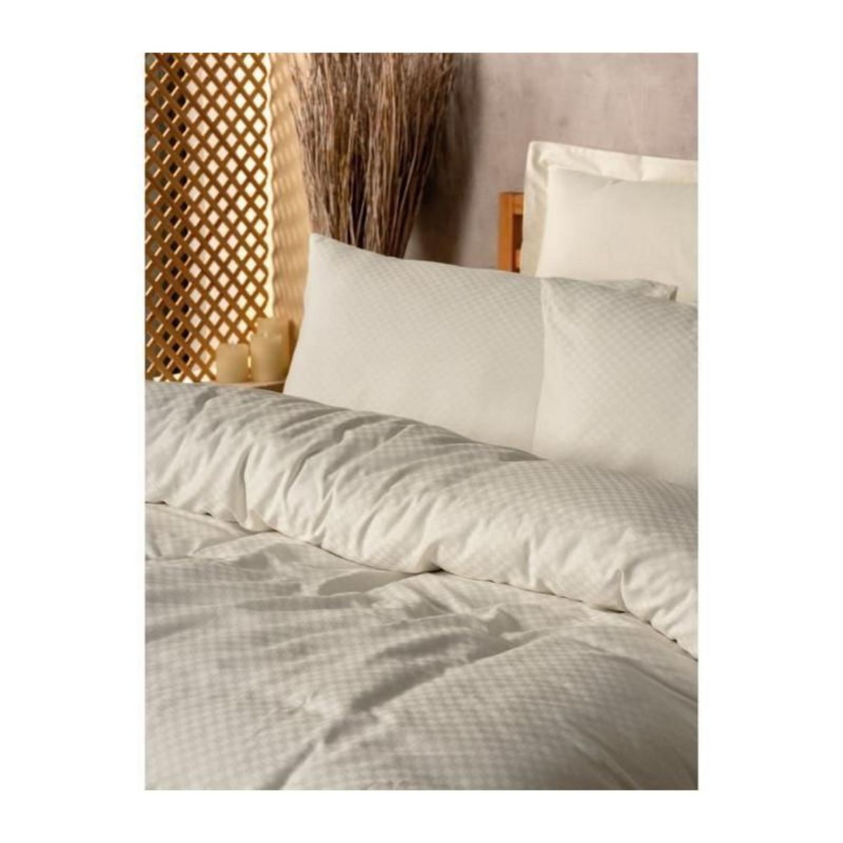 GENERIQUE Parure de lit - 129CTN64622 - 1 housse de couette 220 x 240 cm + 2 taies d'oreiller 60 x 60 cm - 100% coton ranforcé - Creme