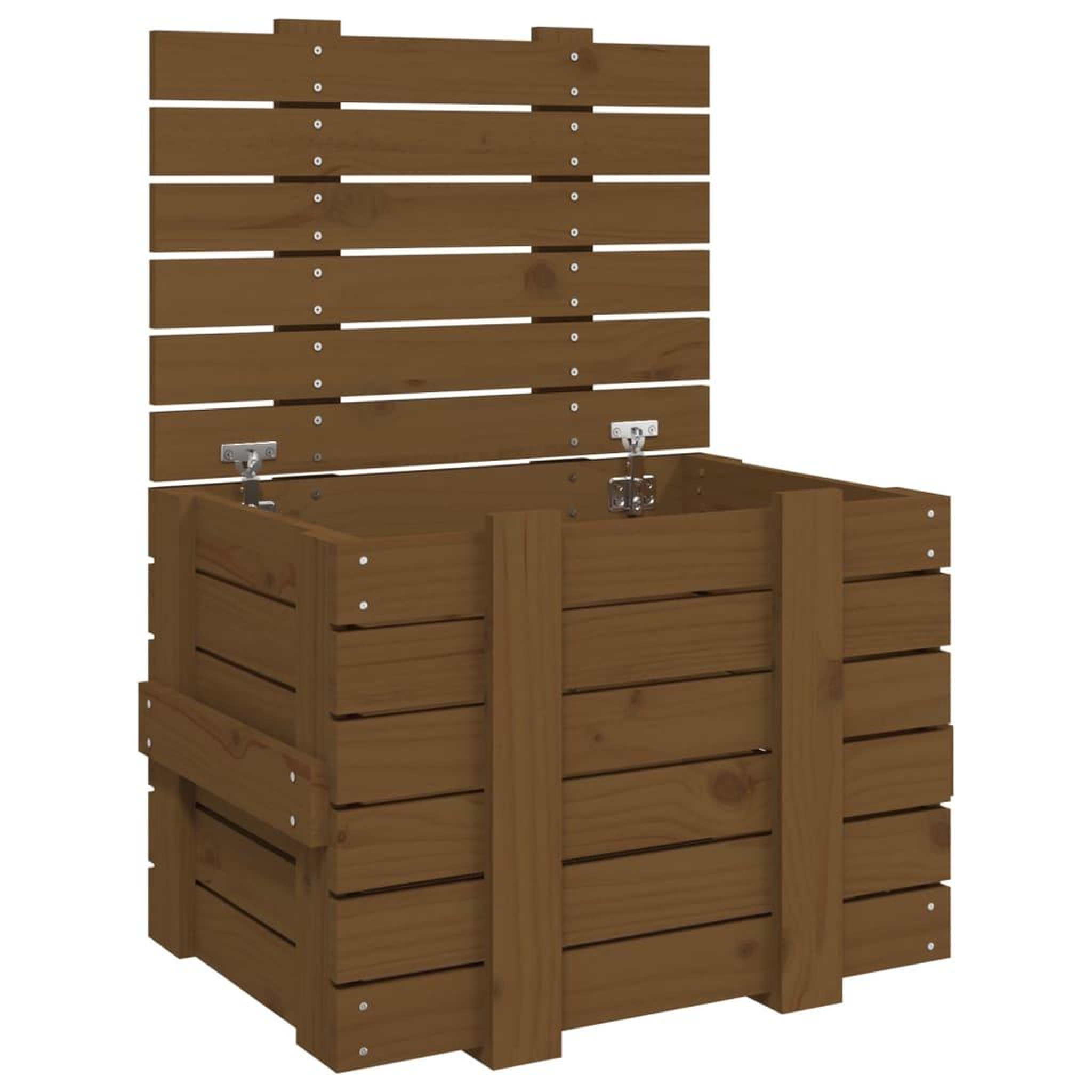 Voir la diapositive 2 : VIDAXL Boîte de rangement Marron miel 58x40,5x42 cm Bois massif pin