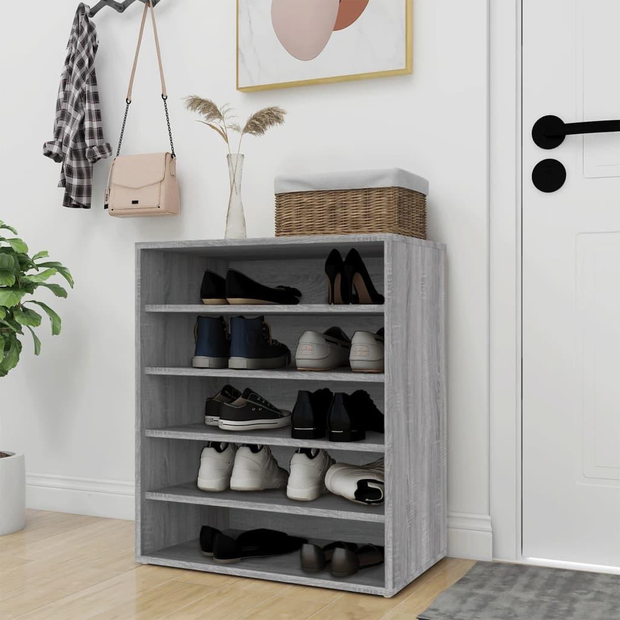 Voir la diapositive 3 : VIDAXL Meuble a chaussures Sonoma gris 60x35x70 cm Bois d'ingenierie