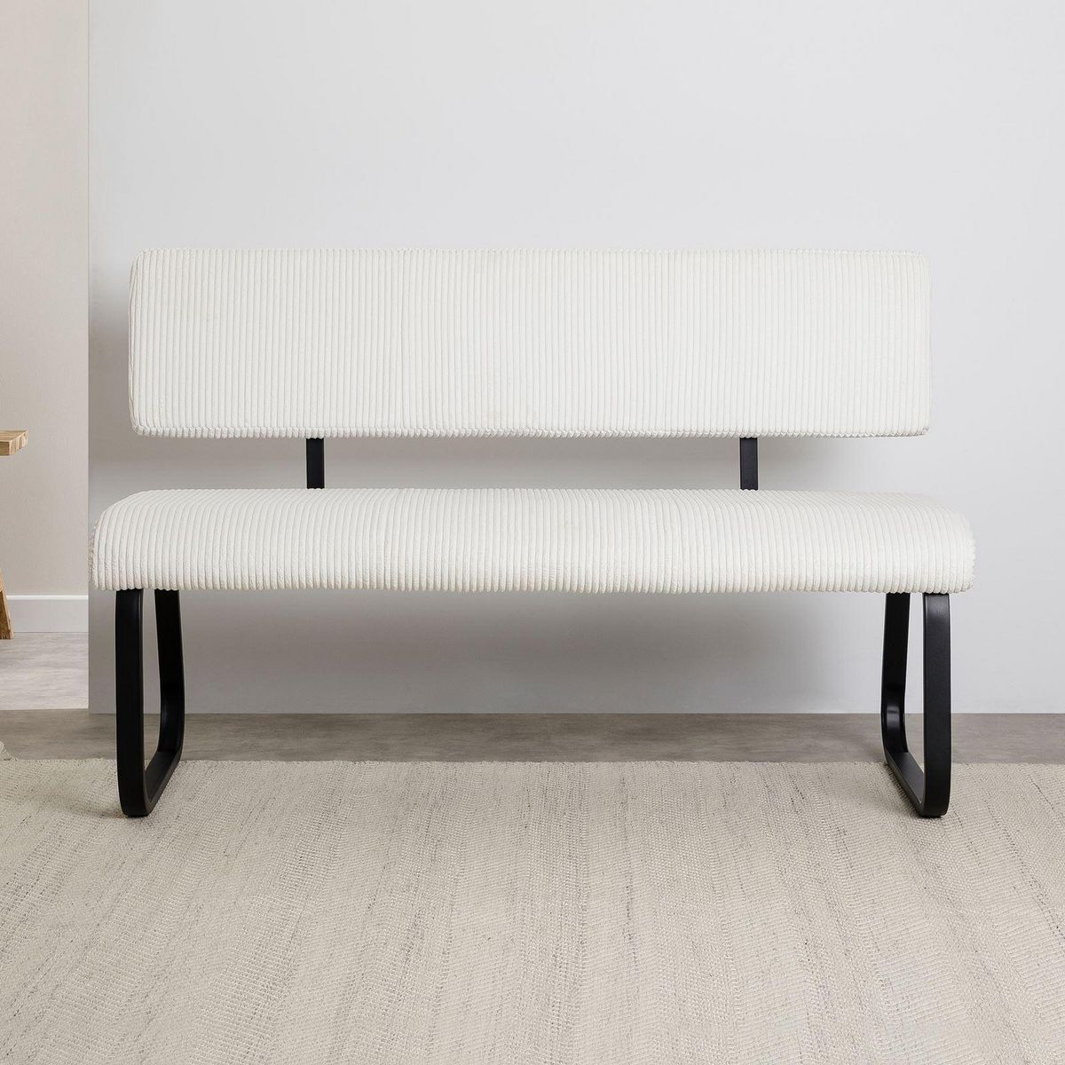 IDIMEX Banc de salle à manger MATESE L 135 cm en velours côtelé