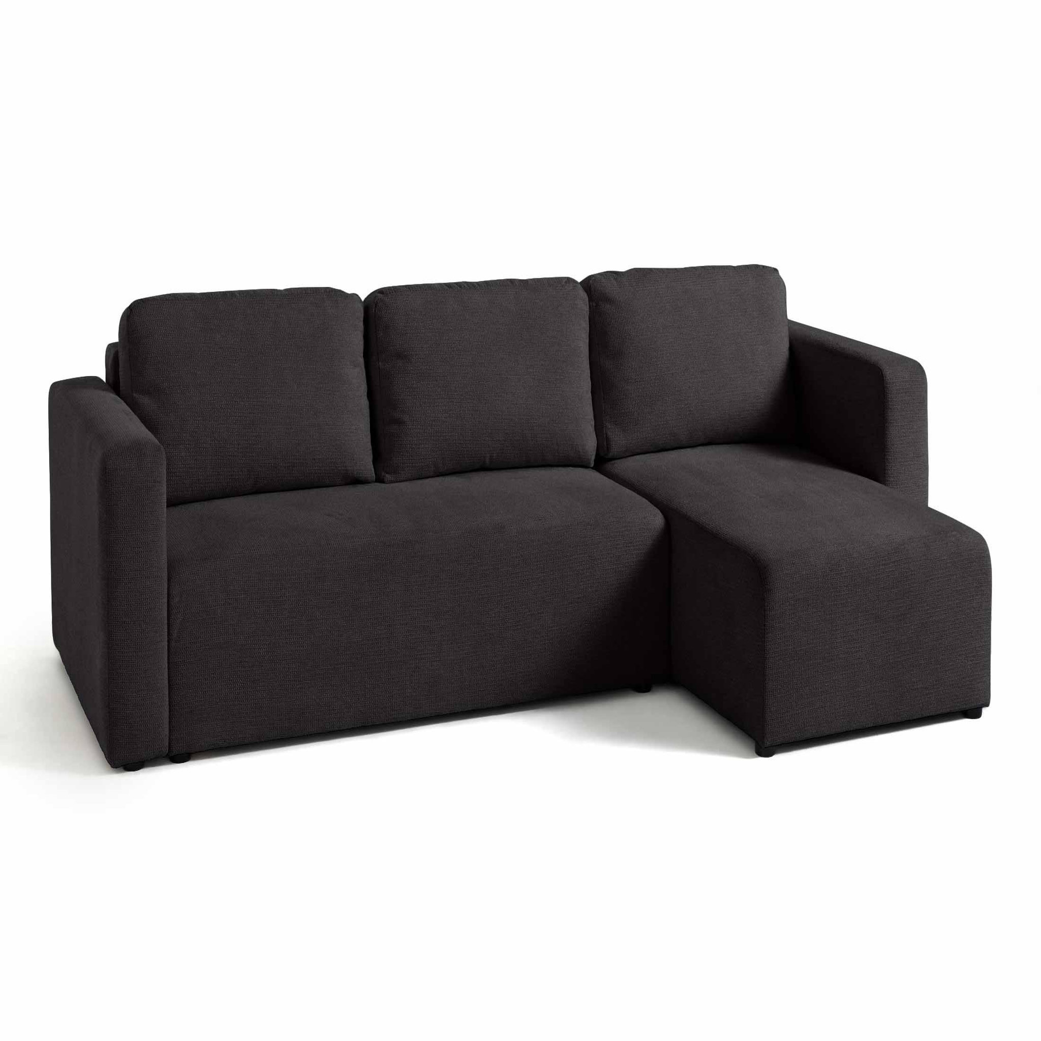 Voir la diapositive 3 : BEST MOBILIER Canopy - canapé d'angle réversible - 4 places - convertible avec coffre - en tissu texturé