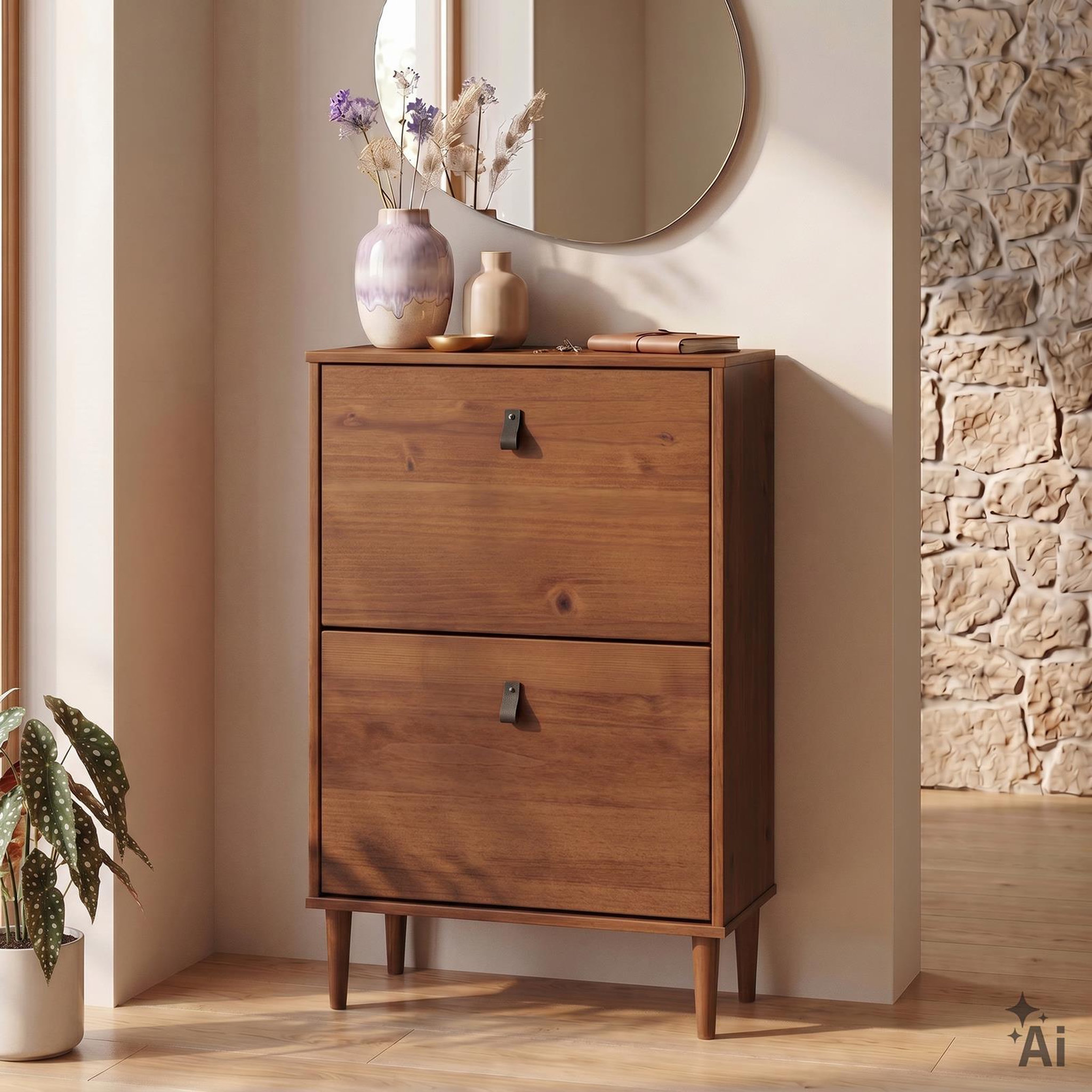 Voir la diapositive 3 : IDIMEX Meuble à chaussures entrée mikka en bois massif