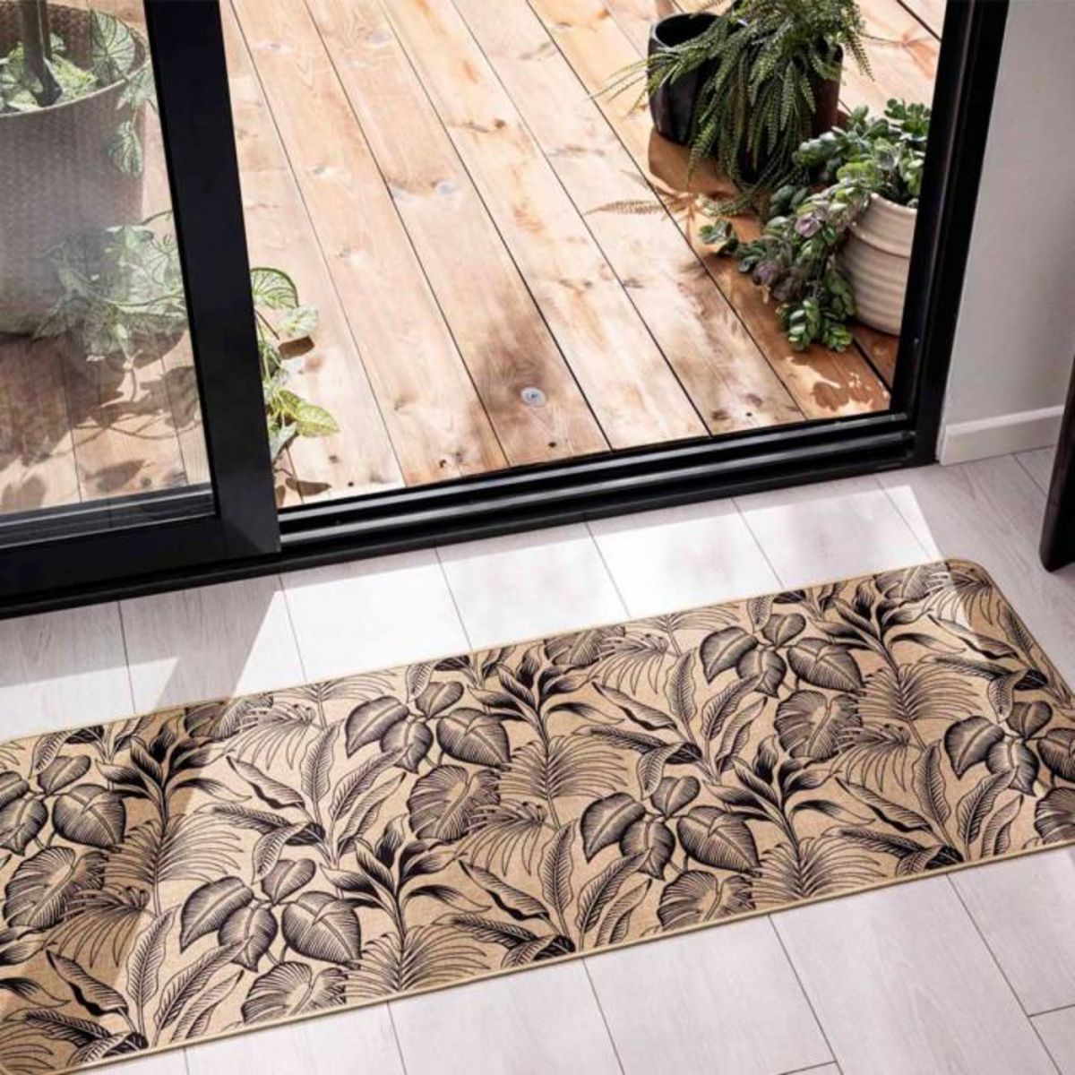 Paris Prix Tapis Déco Imprimé  Stylis  45x120cm Naturel & Noir