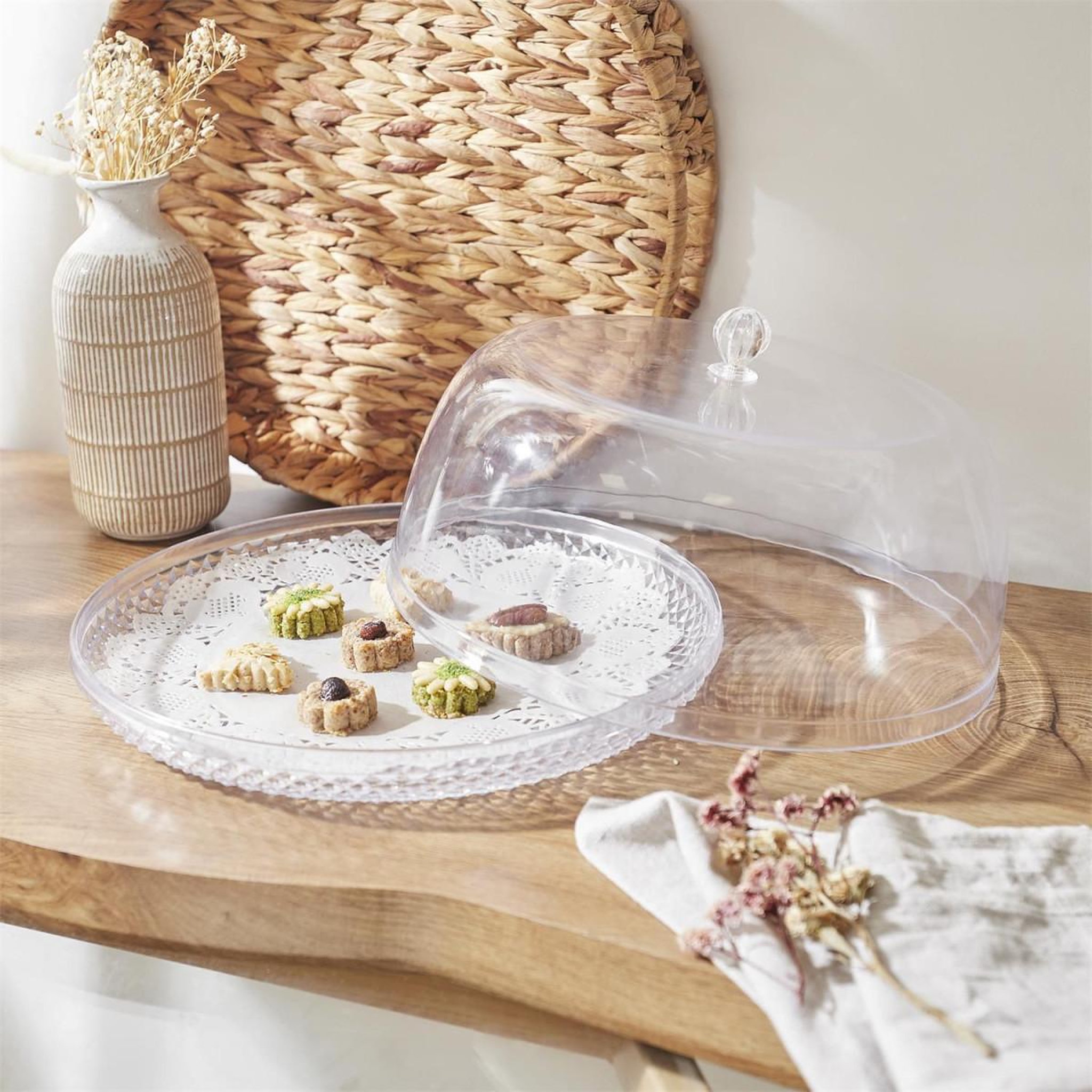 Voir la diapositive 3 : The Home Deco Factory Plat de présentation & cloche  gâteaux  33cm transparent