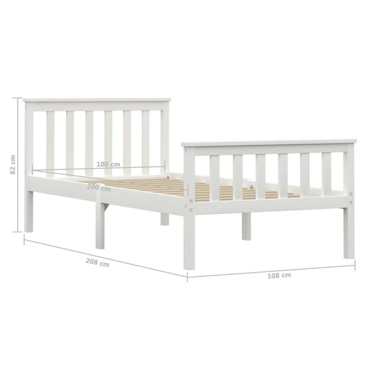 VIDAXL Cadre de lit Blanc Bois de pin massif 100 x 200 cm