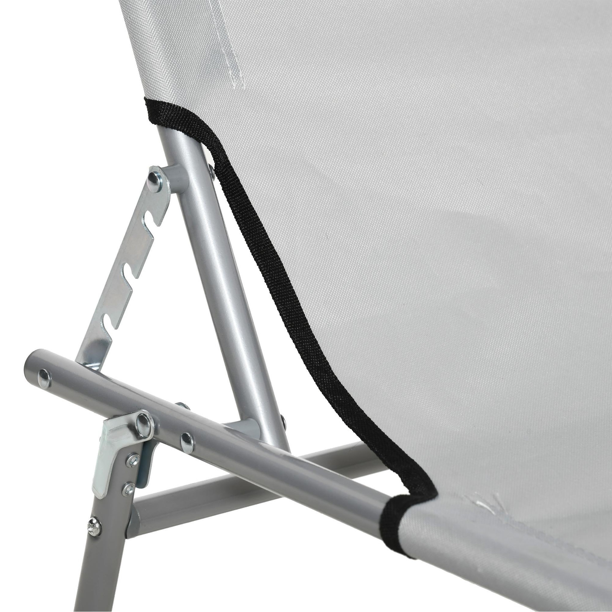 Voir la diapositive 6 : OUTSUNNY Transat bain de soleil pliable grand confort dossier et pare-soleil réglable multi-positions gris clair
