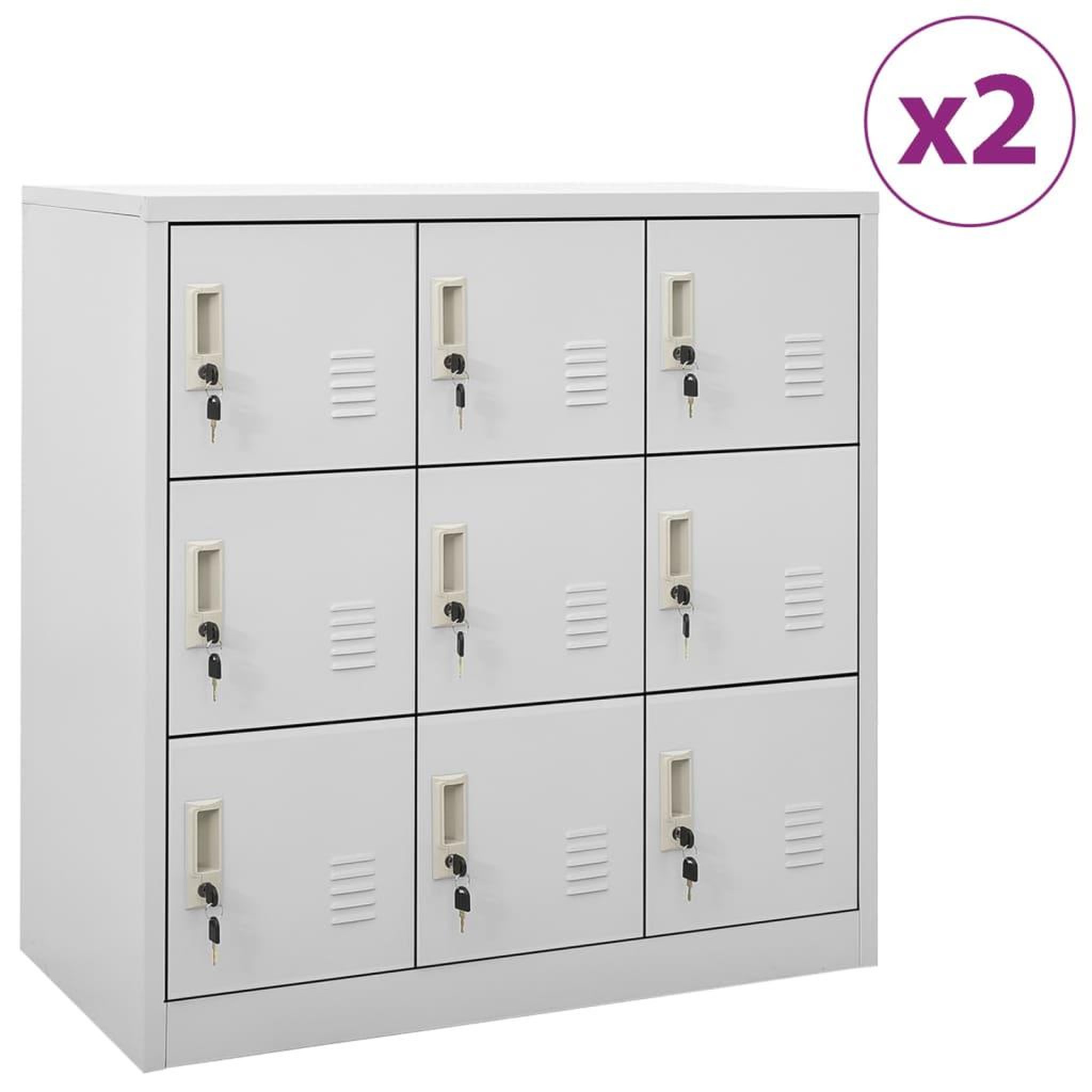 Voir la diapositive 1 : VIDAXL Armoires a casiers 2 pcs Gris clair 90x45x92,5 cm Acier