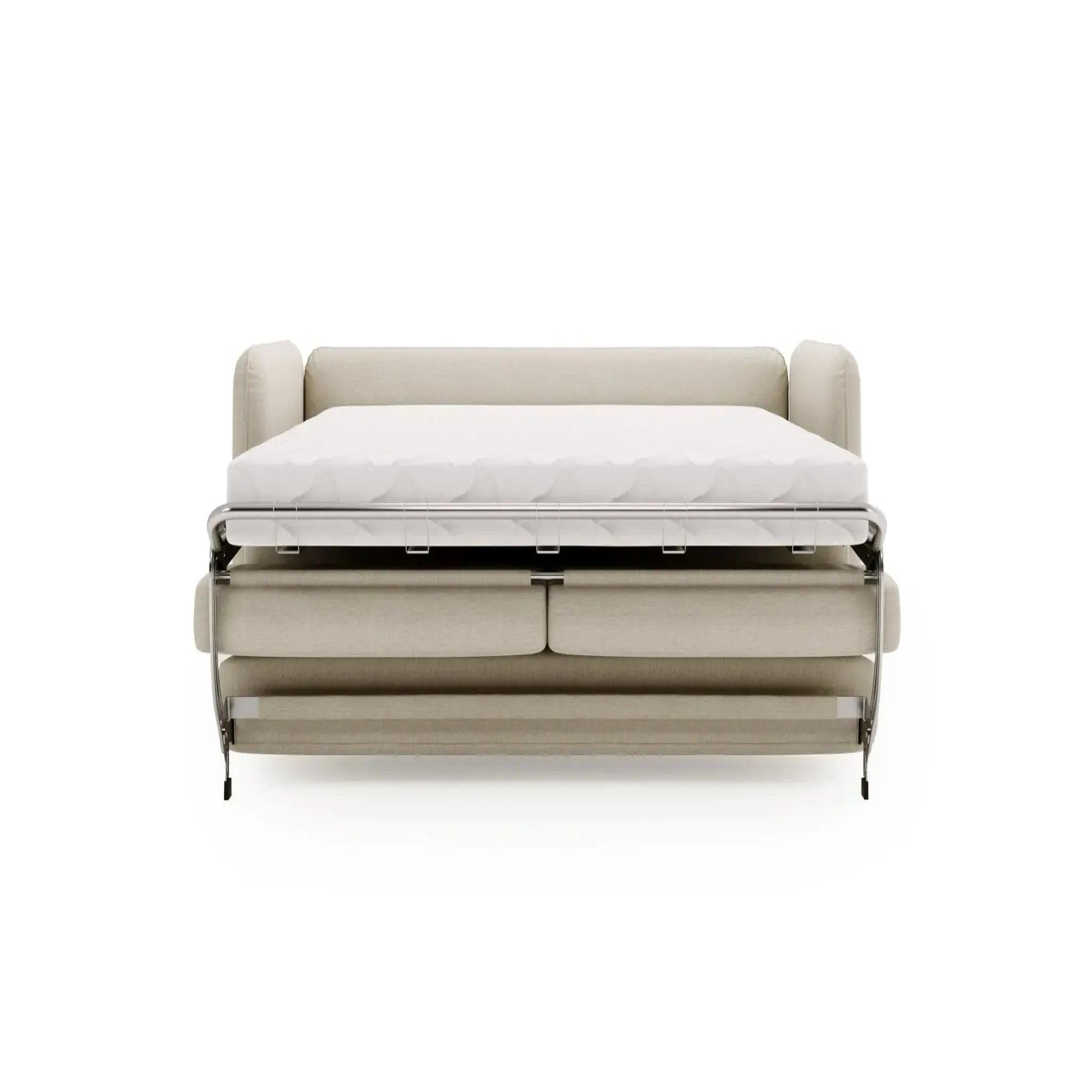 CASANOVA PARIS Vicky - canapé droit convertible tissu lisse 2 places. Coloris disponibles : Bleu, Gris, Marron, Beige, Vert