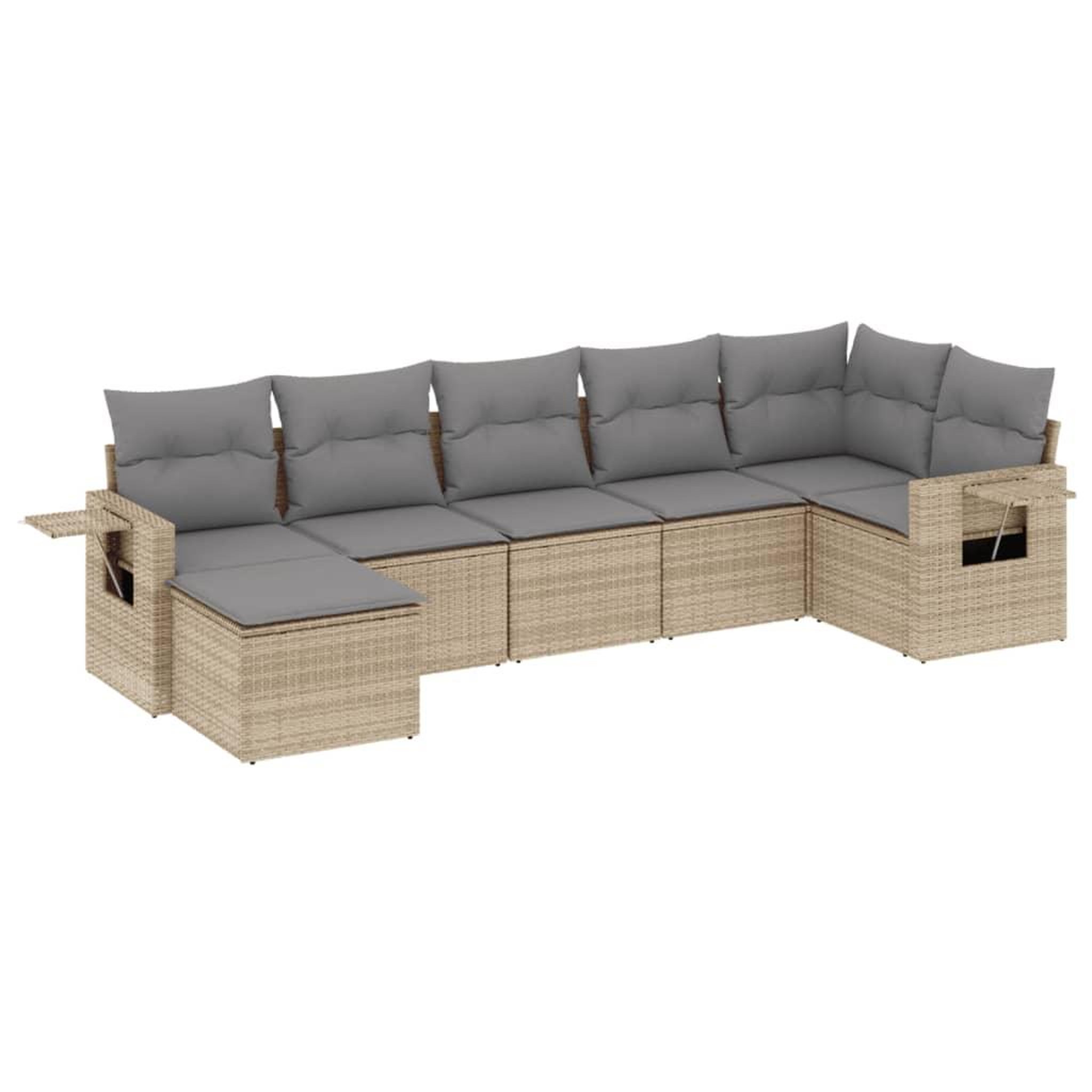 Voir la diapositive 2 : VIDAXL Salon de jardin avec coussins 7 pcs beige resine tressee