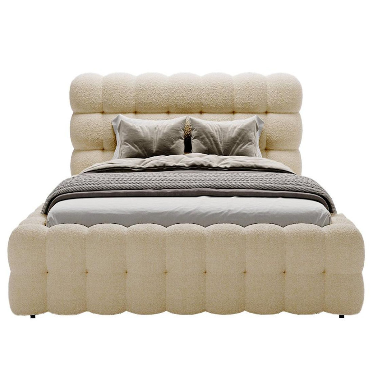 BEST MOBILIER Darling - lit coffre - 180x200 cm - sommier inclus - en tissu bouclette