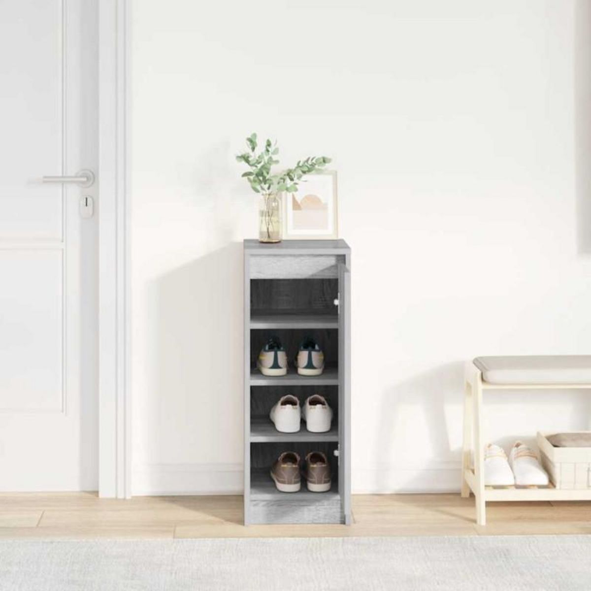 VIDAXL Armoire à chaussures sonoma gris 29,5x34x76 cm bois ingénierie