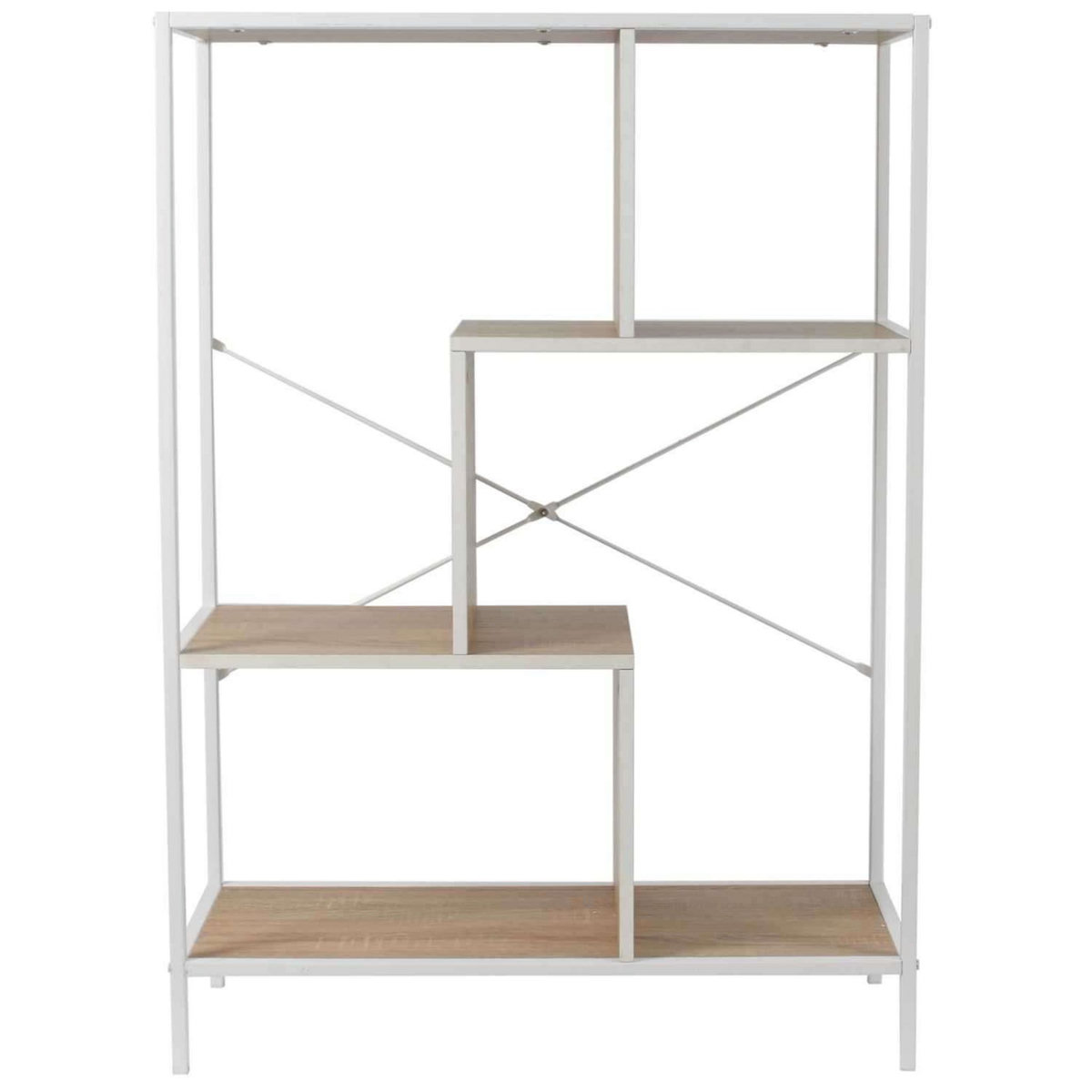 The Home Deco Factory Etagère en bois et métal EDISON - H. 113 cm - Blanc et marron