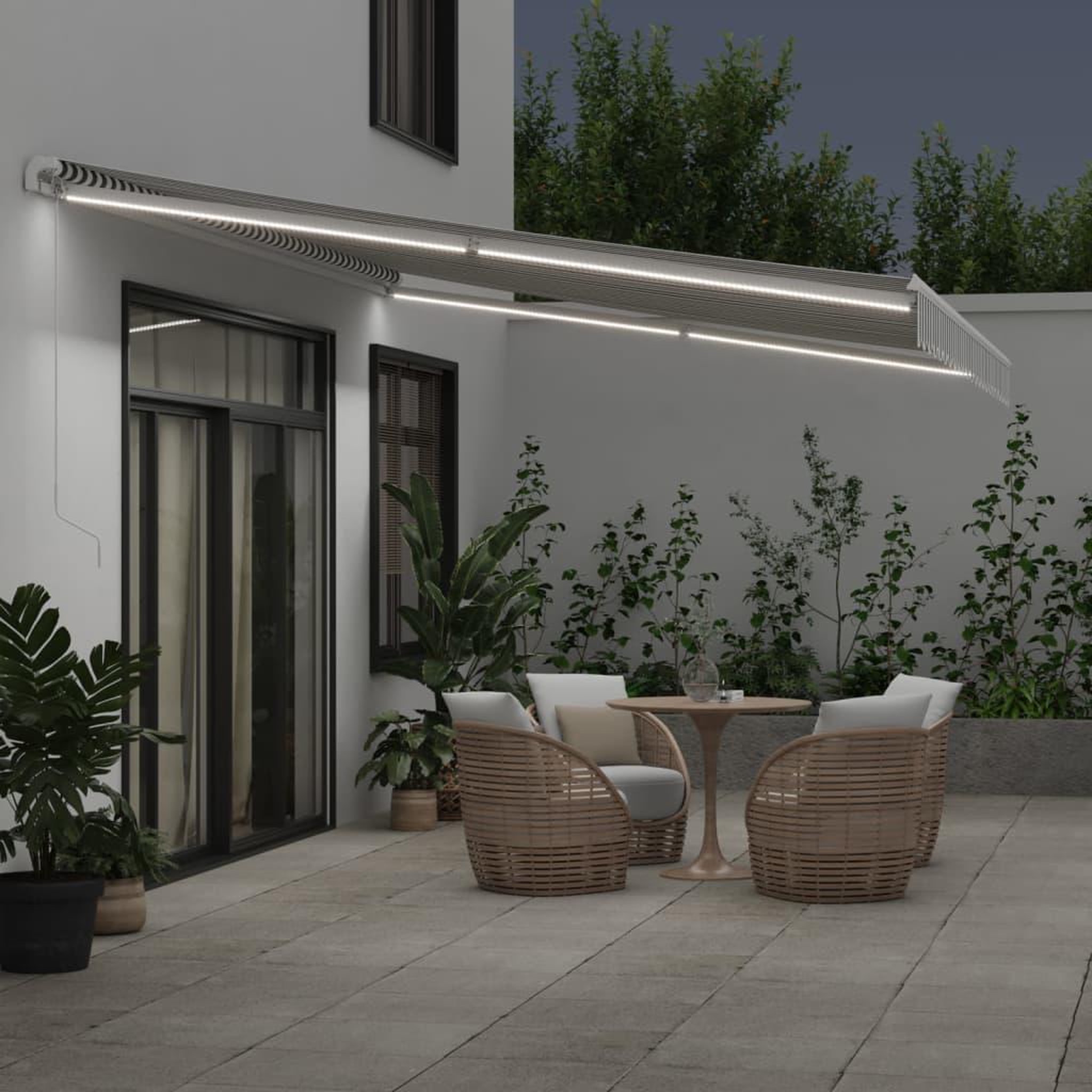 Voir la diapositive 3 : VIDAXL Auvent manuel retractable avec LED anthracite blanc 500x350 cm