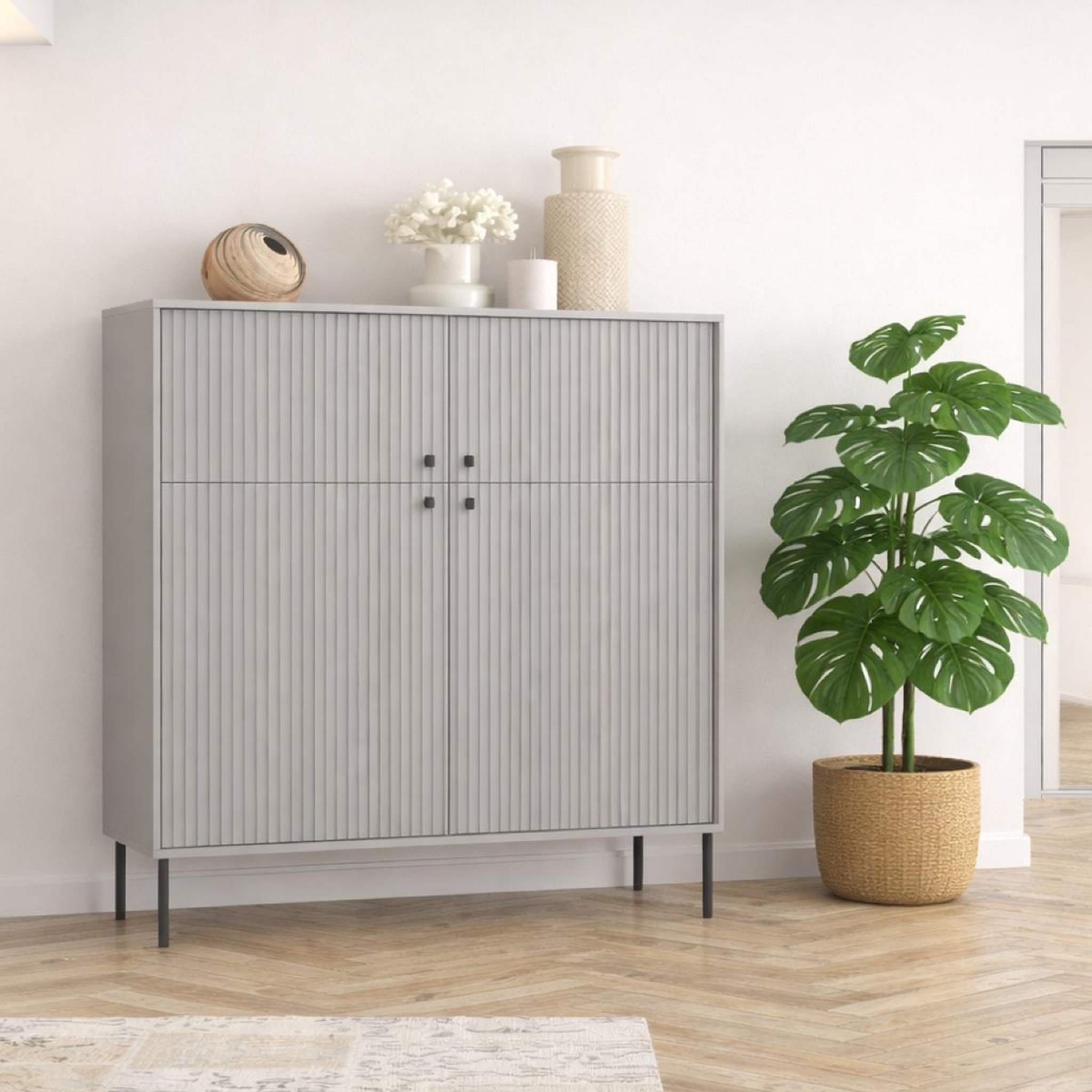 Voir la diapositive 2 : JLC KREATION Argentier-bar moderne 4 portes simy