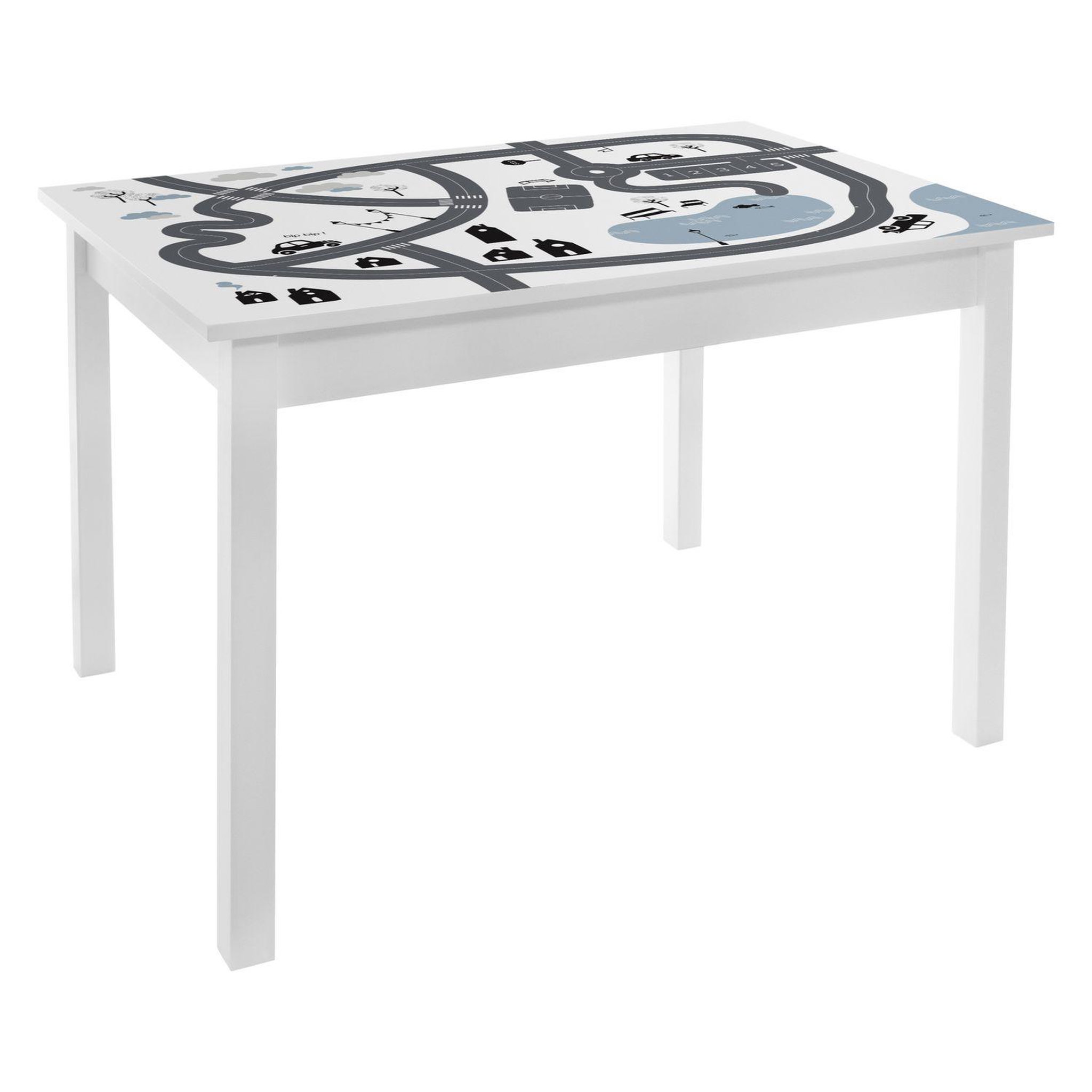 Atmosphera Kids Bureau table enfant Print Douceur - L. 77 x H. 48 cm - Blanc et gris