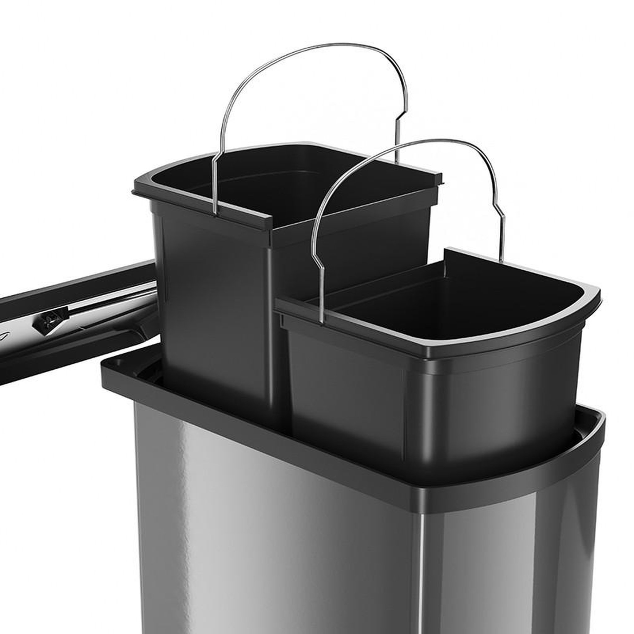Voir la diapositive 2 : HAILO Poubelle encastrable pour porte battante 2 bacs 16l hailo as duo