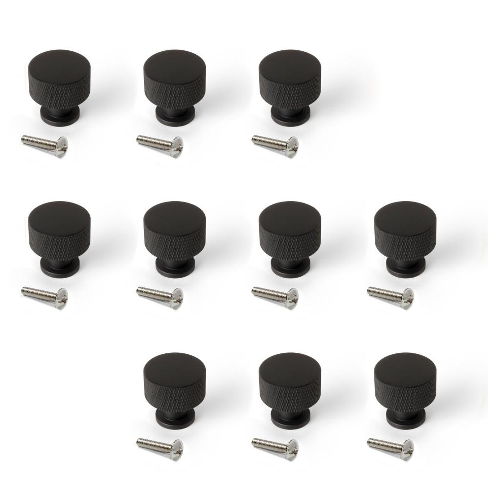 EMUCA SRL Lot de 10 boutons pour meubles Argos -  diamètre 30mm -  Aluminium -  Peint en noir