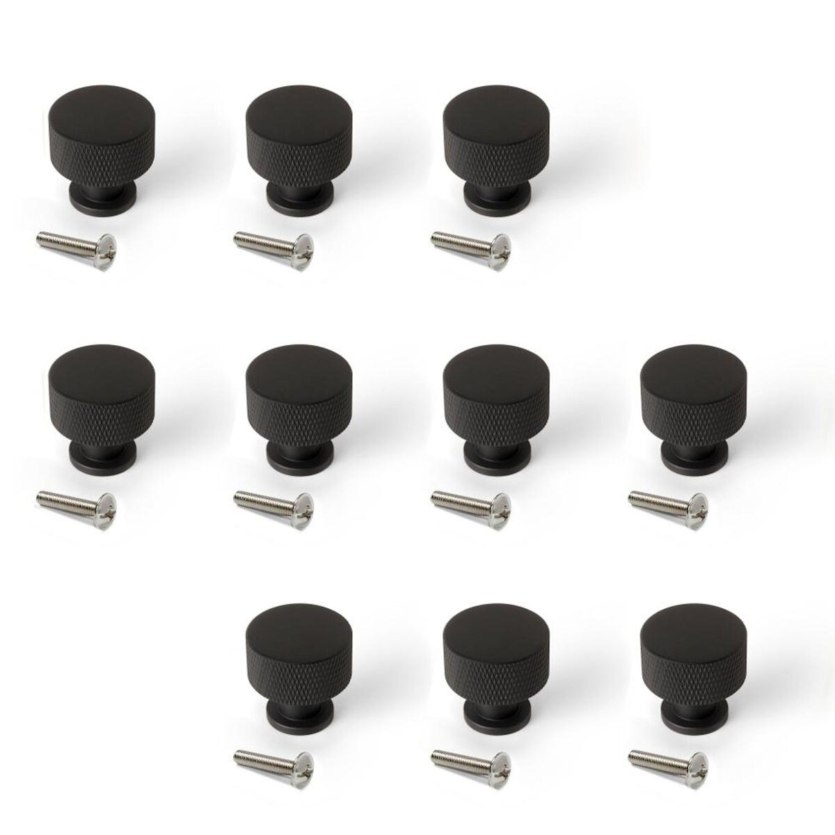 EMUCA SRL Lot de 10 boutons pour meubles Argos -  diamètre 30mm -  Aluminium -  Peint en noir