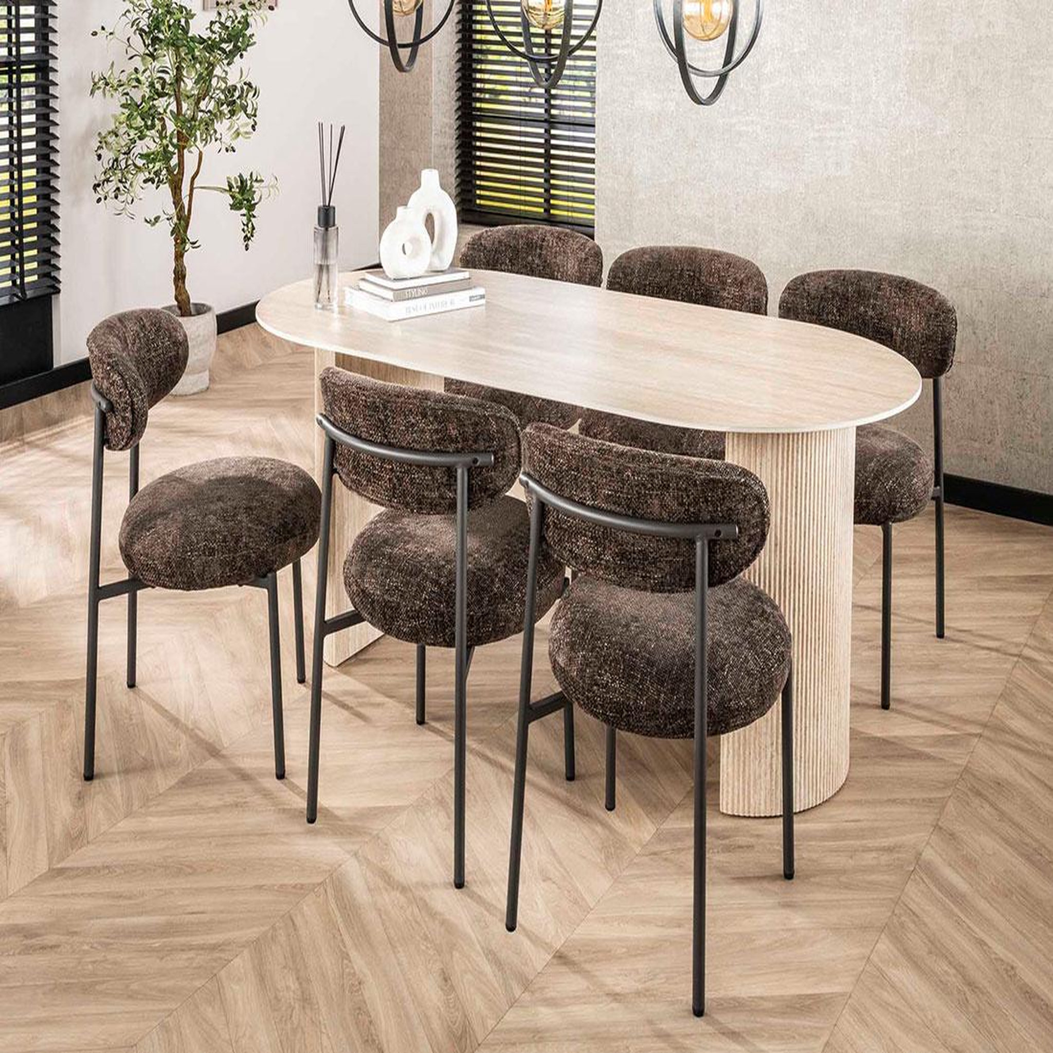 Voir la diapositive 4 : LISA DESIGN Adelia - lot de 2 chaises - pieds en métal - en tissu texturé