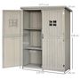 Voir la diapositive 6 : OUTSUNNY Abri de jardin armoire de jardin remise pour outils sur pied dim. 128L x 50l x 164H cm 2 étagères 2 portes 2 fenêtres toit bitumé étanche bois massif sapin pré-huilé gris