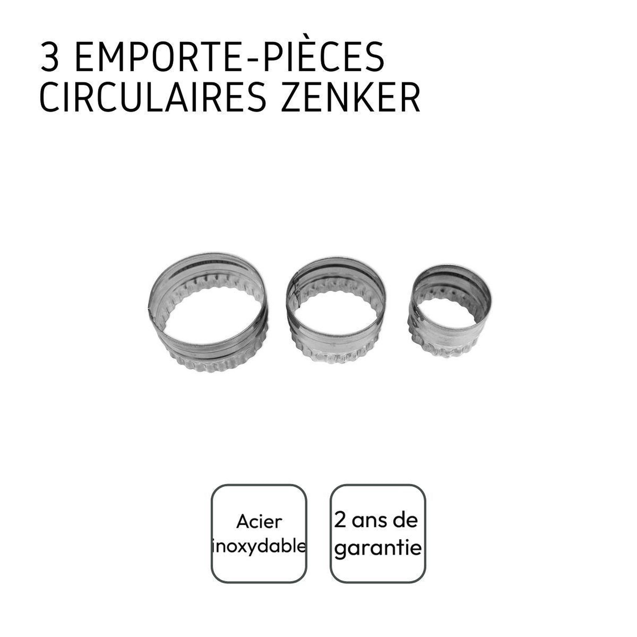 Voir la diapositive 4 : ZENKER Lot de 3 emporte-pièces ronds et cannelés zenker emporte-pièces