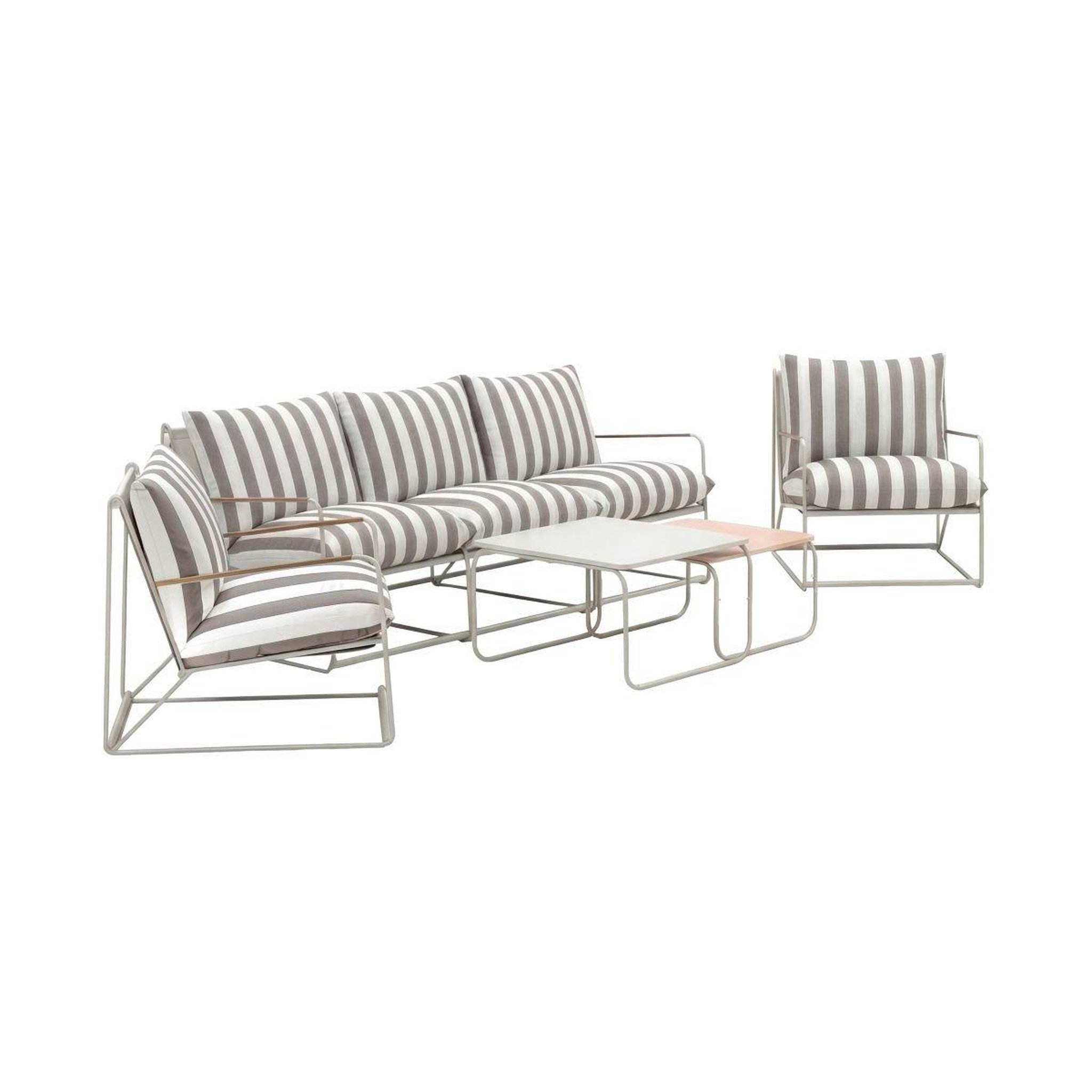 Voir la diapositive 2 : Paris Prix Salon de jardin 5 places à rayures  palazzo  209cm beige