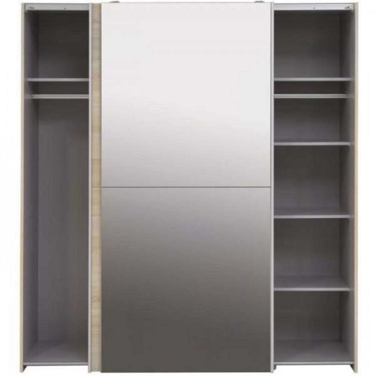 MARKET24 Armoire 2 portes coulissantes avec miroir - Chene sonoma - L 170,3 x P 61,2 x H 190,5 cm - ULOS