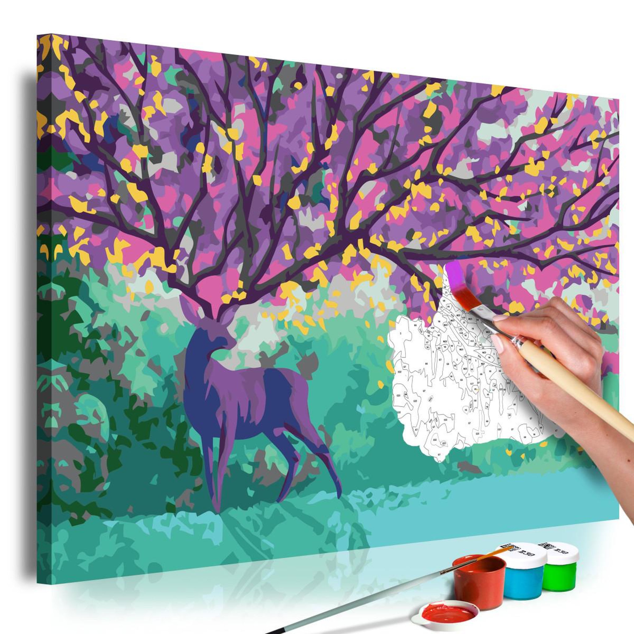 Voir la diapositive 1 : Paris Prix Tableau à peindre soi-même  purple deer  40x60cm