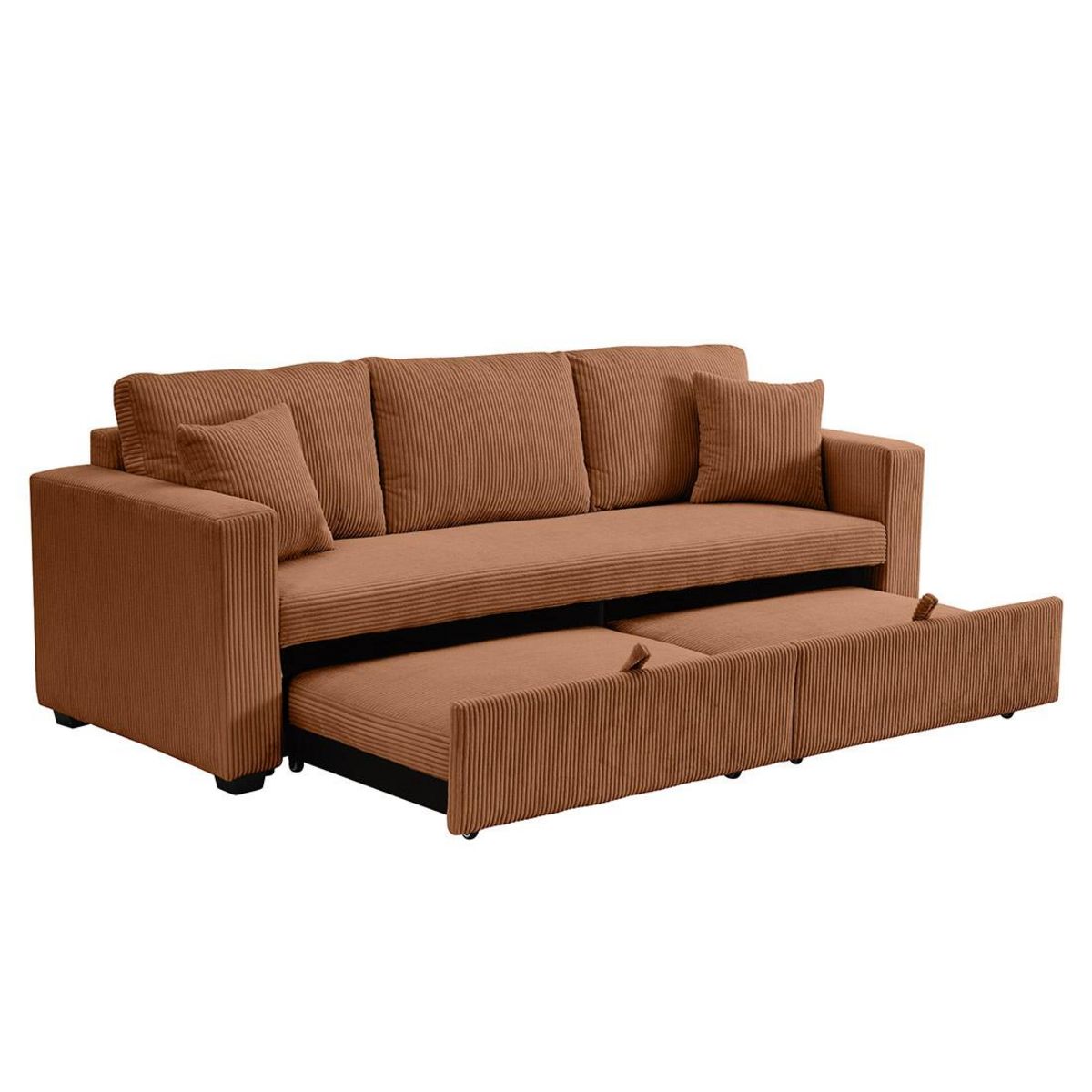 BEST MOBILIER Cyrus - canapé droit 3 places convertible en velours côtelé