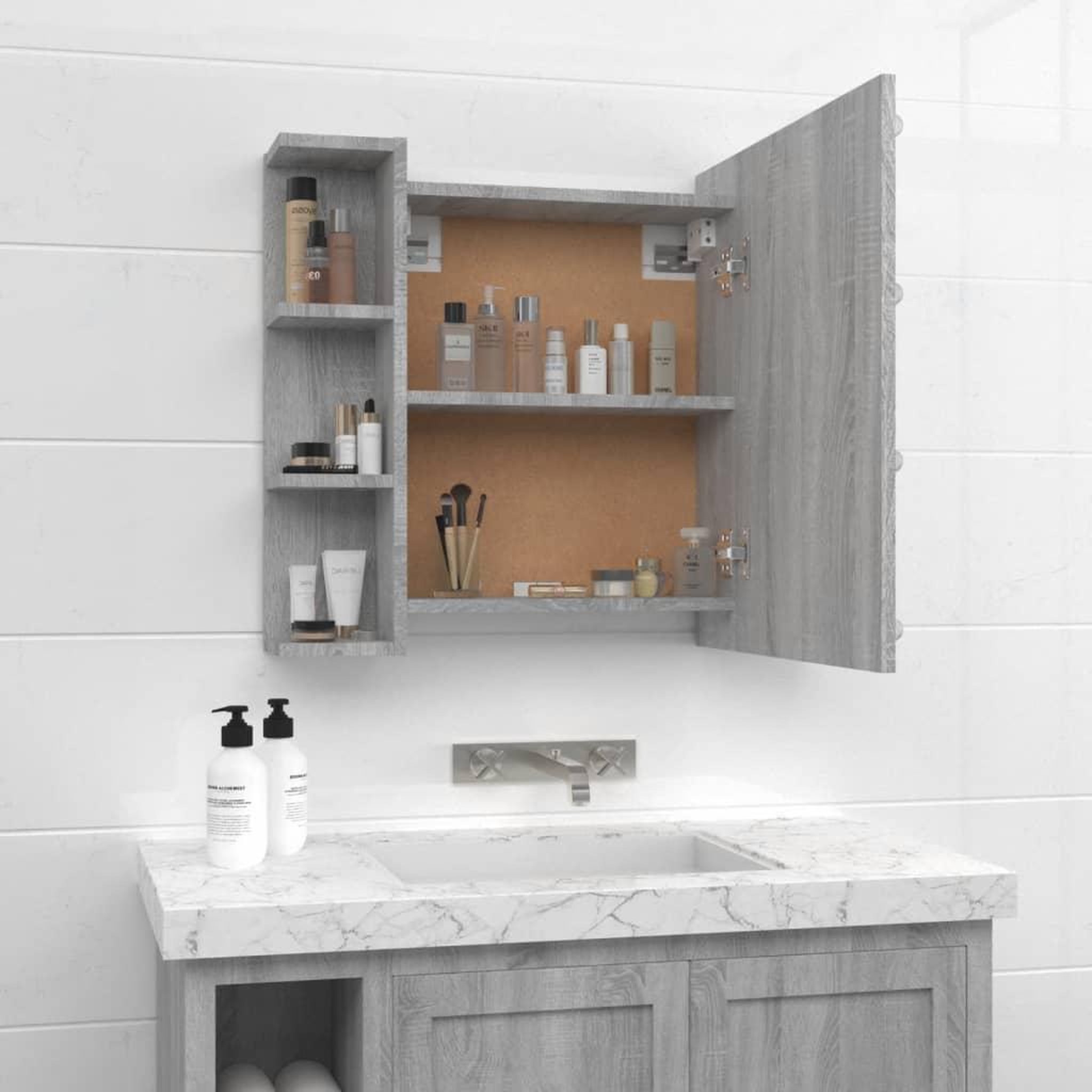 Voir la diapositive 5 : VIDAXL Armoire a miroir avec LED Sonoma gris 70x16,5x60 cm