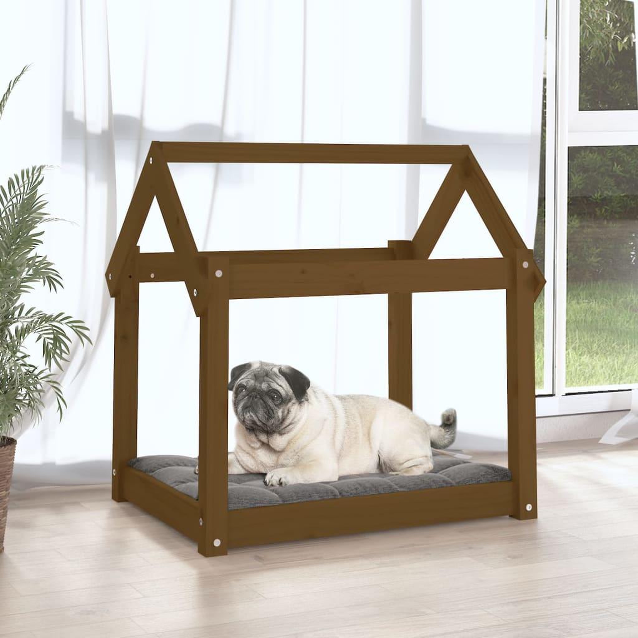 Voir la diapositive 3 : VIDAXL Lit pour chien Marron miel 71x55x70 cm Bois de pin solide