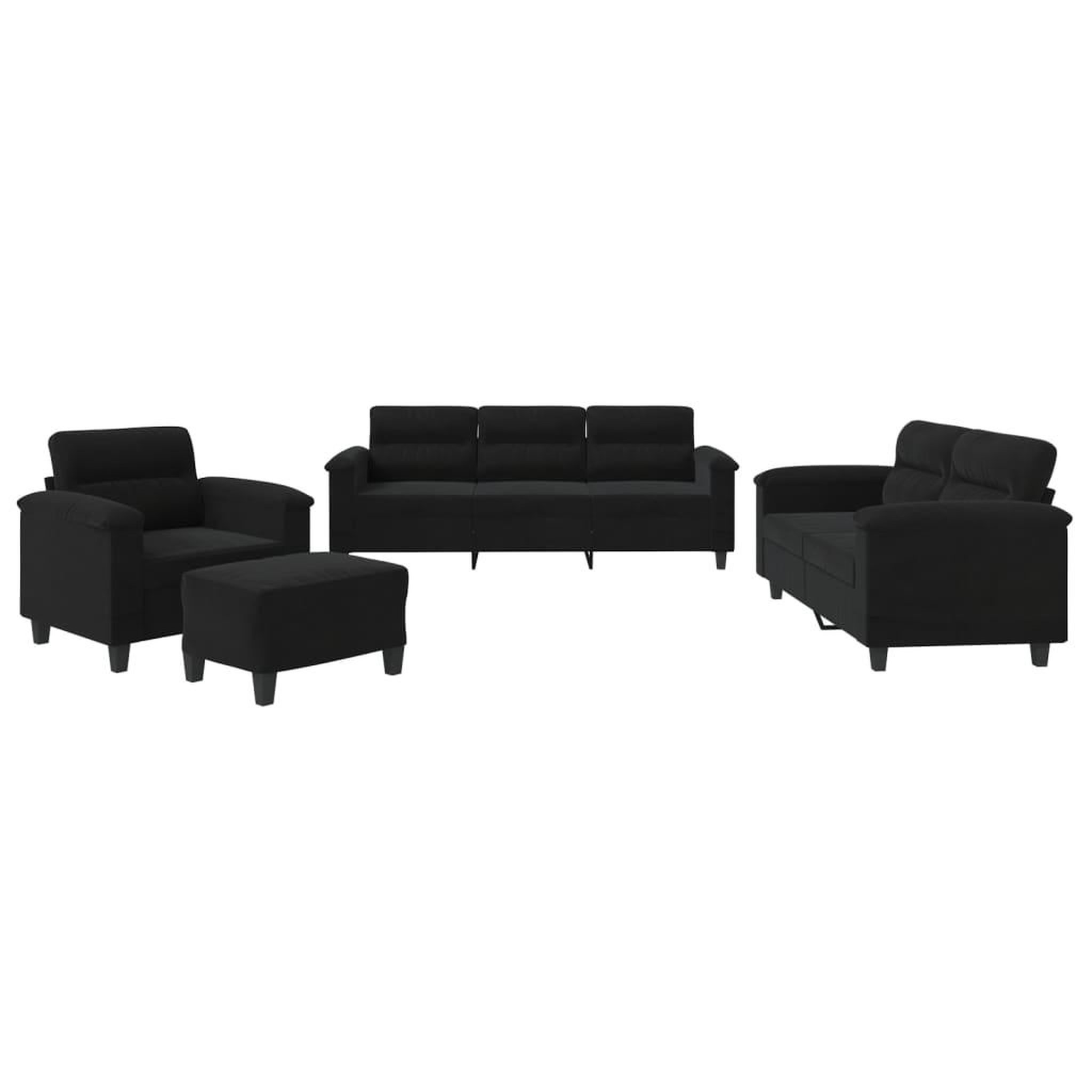 Voir la diapositive 2 : VIDAXL Ensemble de canapes 4 pcs avec coussins noir tissu microfibre
