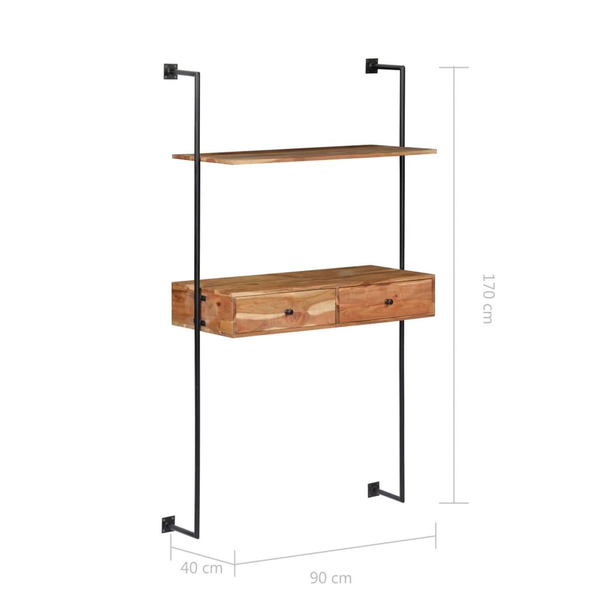 Voir la diapositive 6 : VIDAXL Bureau mural 90x40x170 cm Bois d'acacia solide