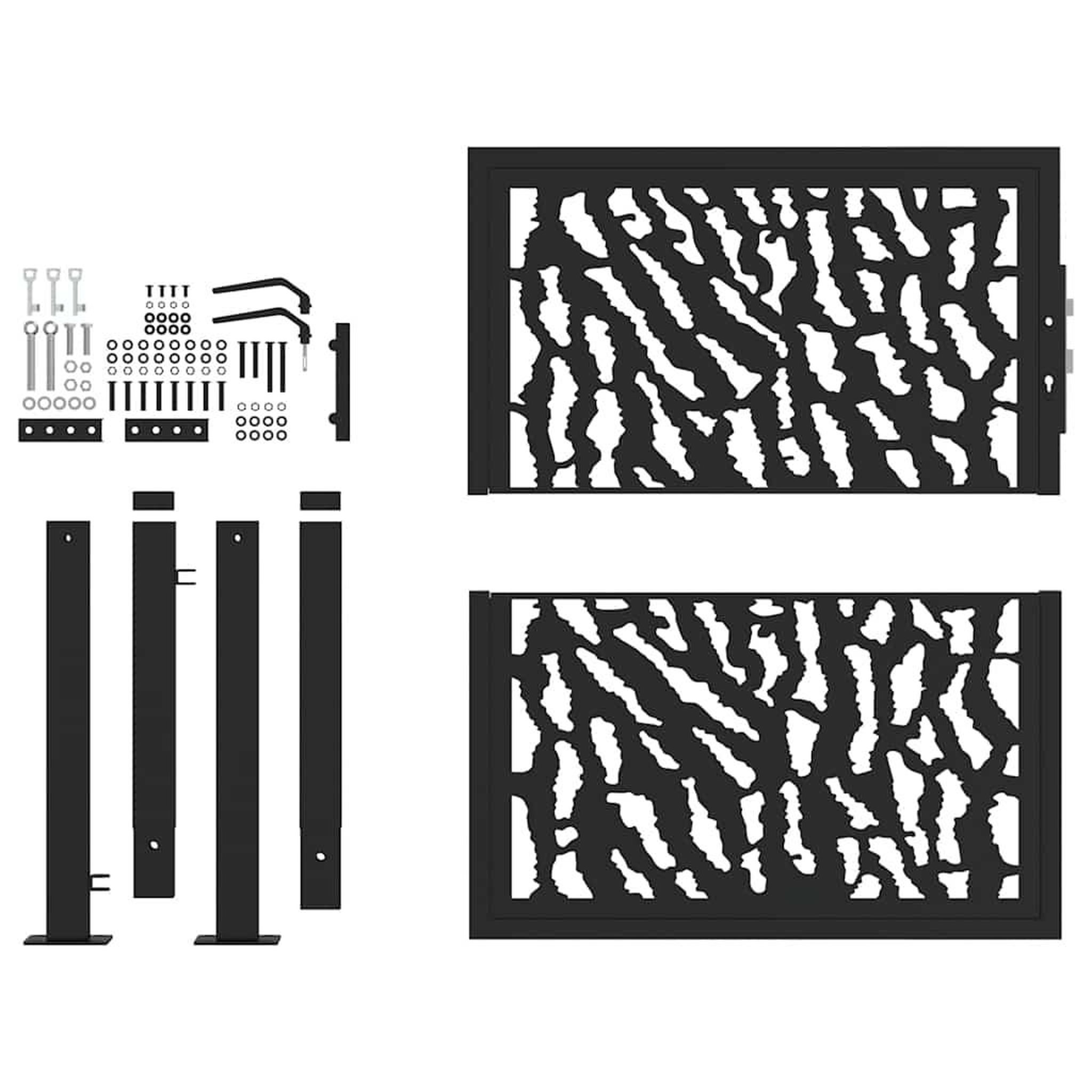 Voir la diapositive 4 : VIDAXL Portail de jardin noir 105x106 cm acier conception de traces