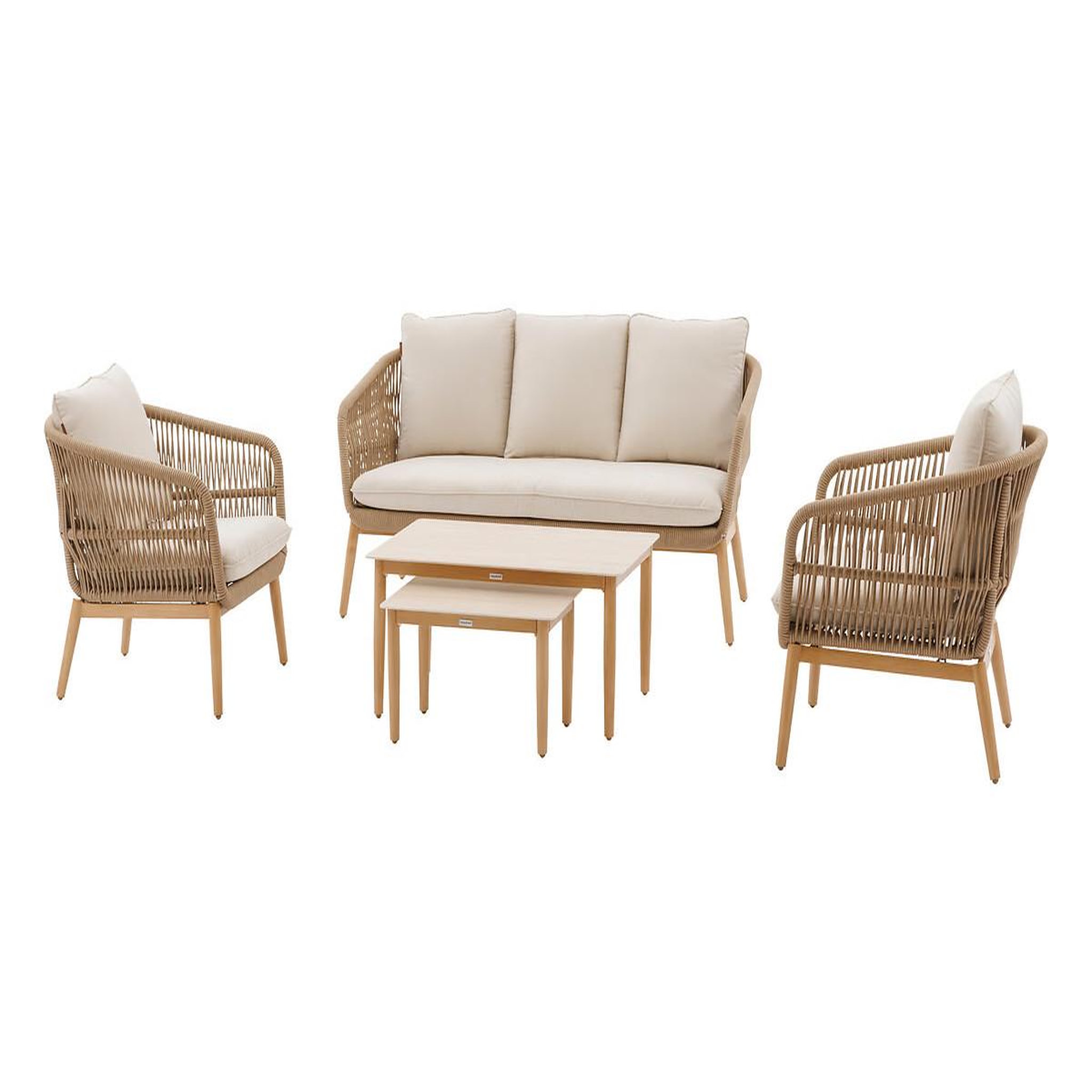 HESPERIDE Salon de jardin alu effet bois brossé orissa taupe - 5 places - hespéride