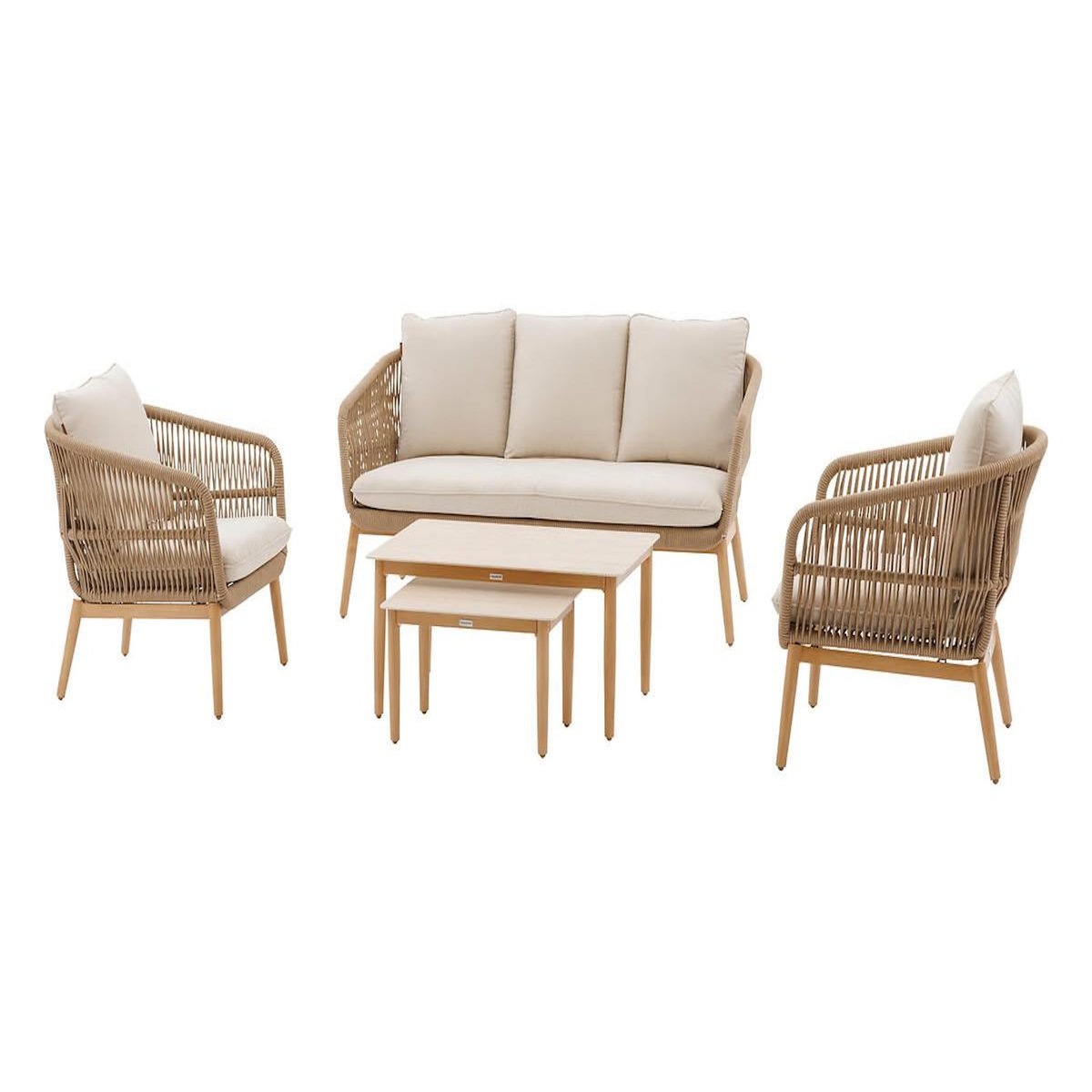 HESPERIDE Salon de jardin alu effet bois brossé Orissa Effet bois - 5 places - Hespéride