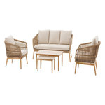 HESPERIDE Salon de jardin alu effet bois brossé Orissa Effet bois - 5 places - Hespéride