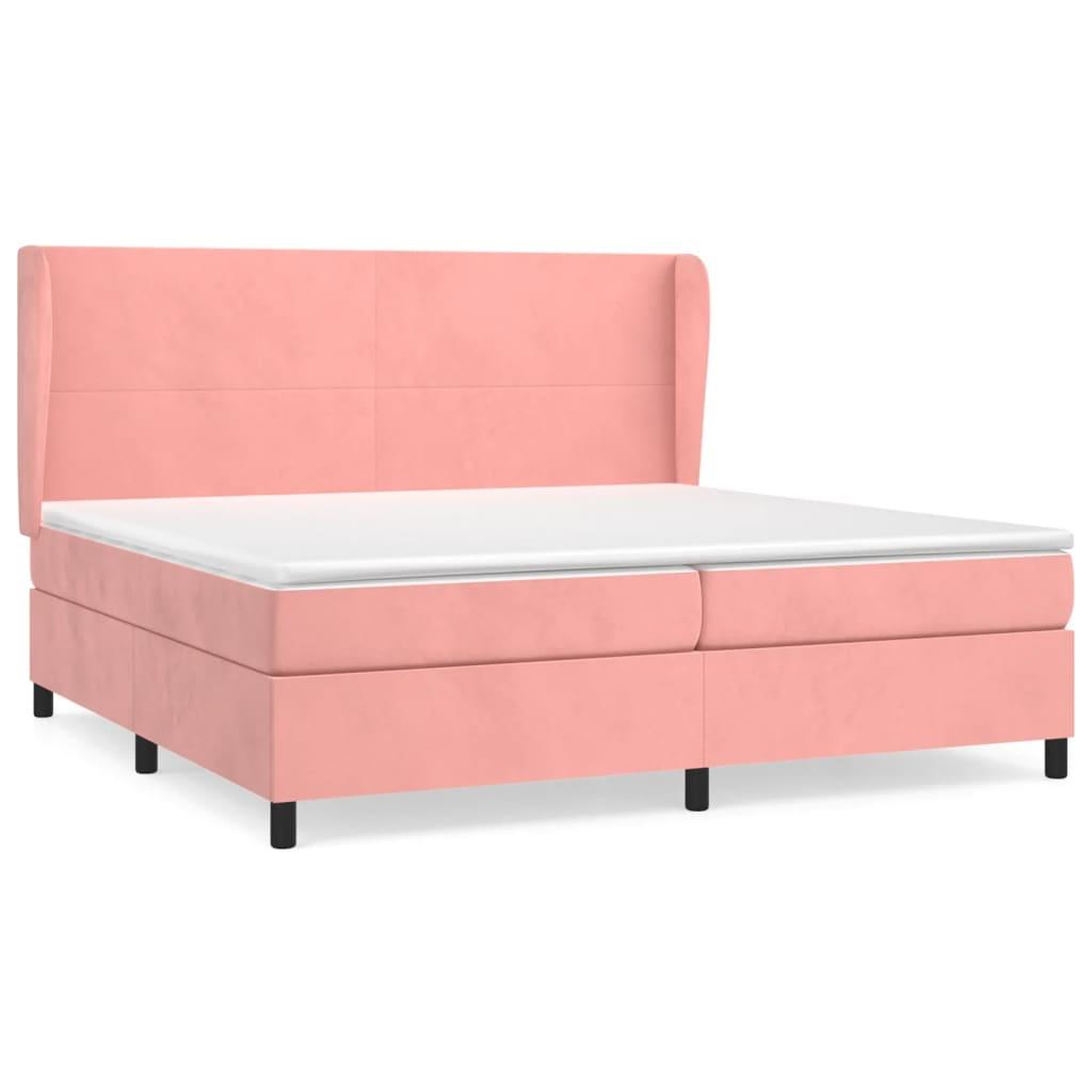 Voir la diapositive 2 : VIDAXL Sommier a lattes de lit avec matelas Rose 200x200 cm Velours