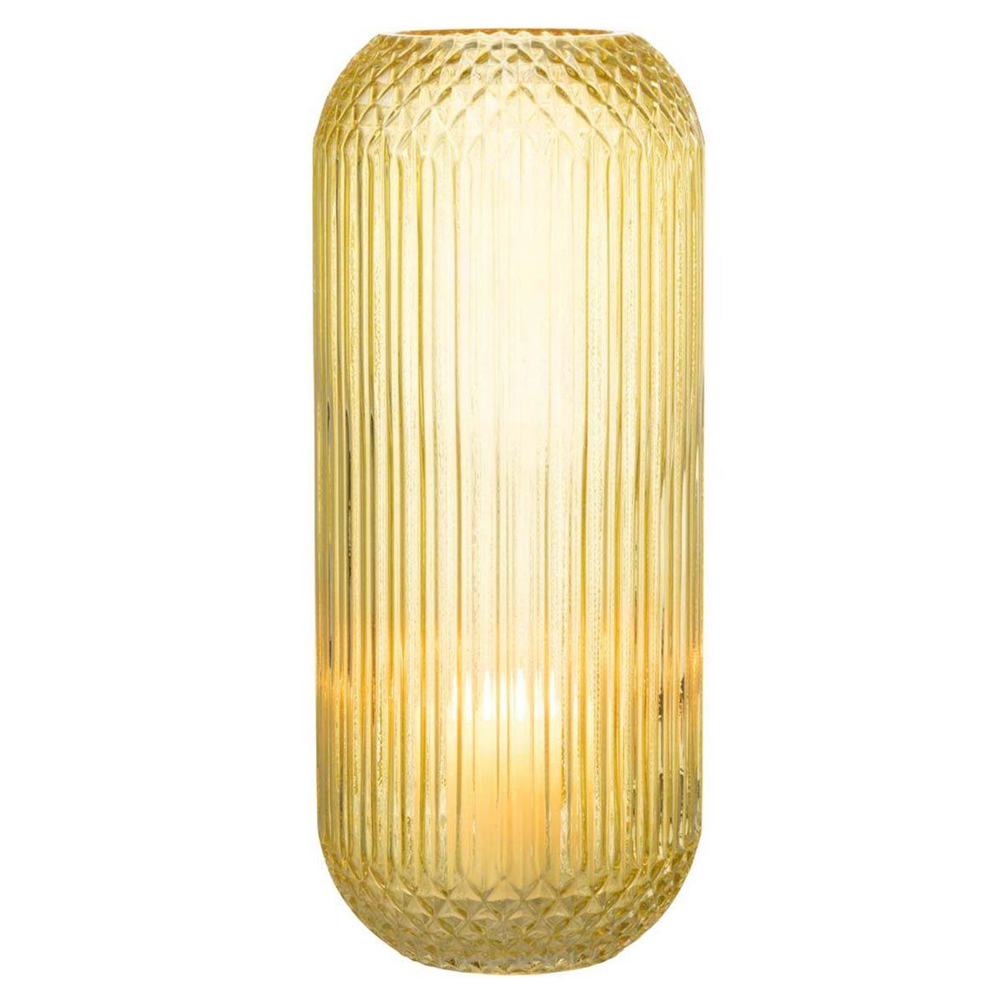 Voir la diapositive 2 : J-LINE Vase design en verre  droit  36cm jaune