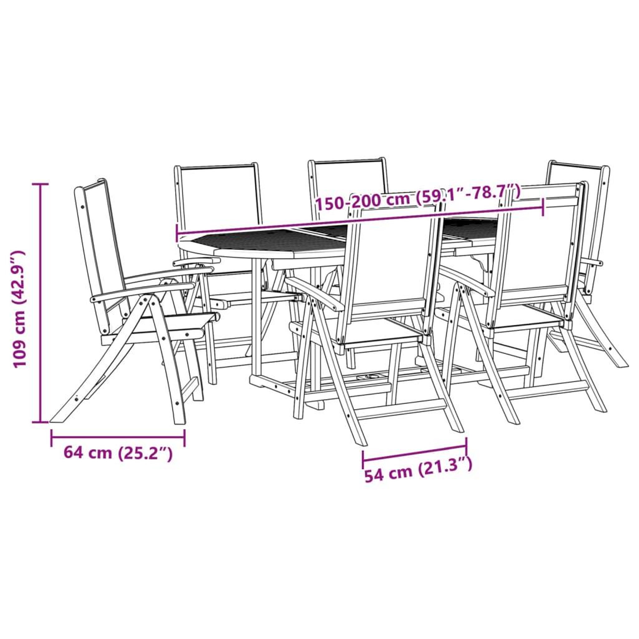 Voir la diapositive 6 : VIDAXL Ensemble a Manger de jardin 7pcs bois d'acacia solide textilene