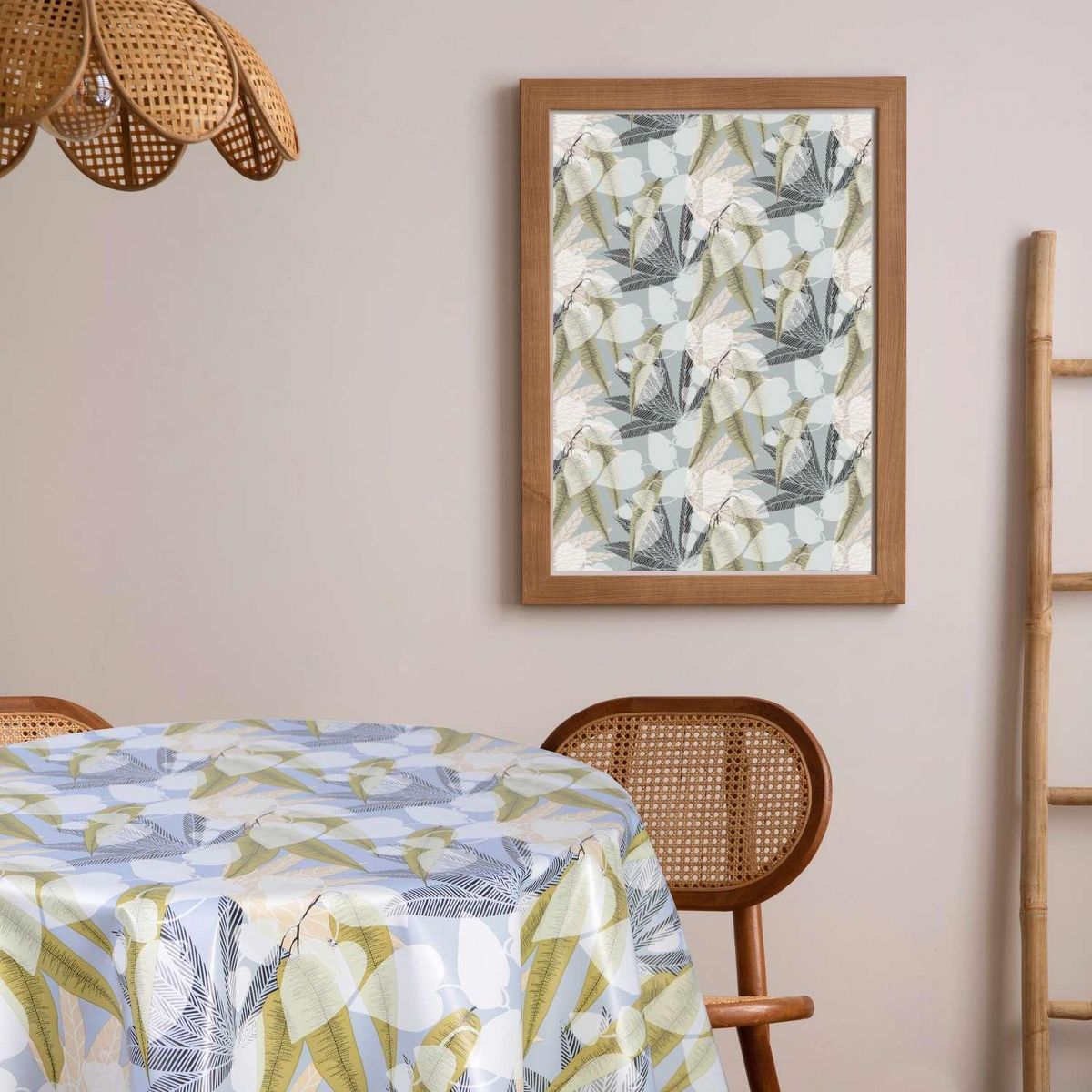 HABITABLE Nappe en toile cirée ronde Sais - Diam. 150 cm - Gris