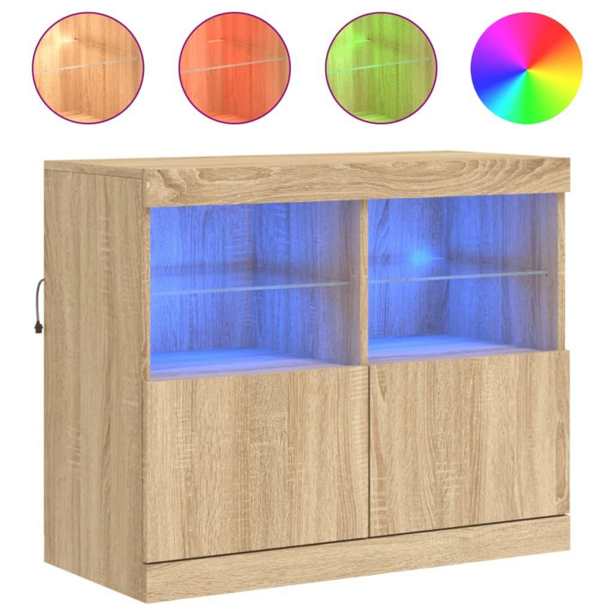 VIDAXL Buffet avec lumieres LED chene sonoma 81x37x67 cm