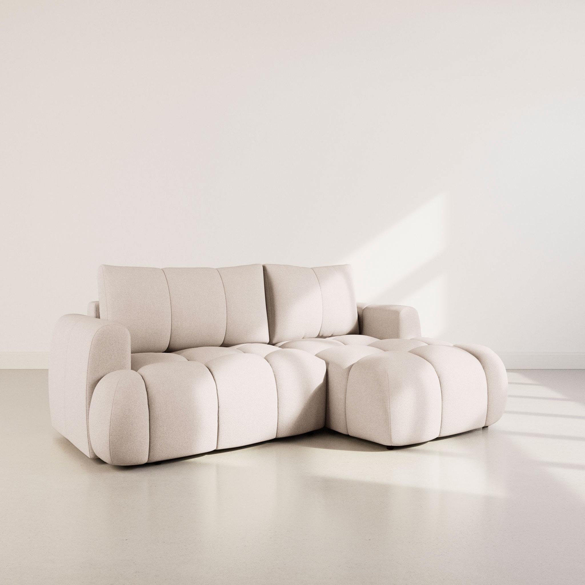 Voir la diapositive 3 : BEST MOBILIER Yulin - canapé d'angle droit 4 places convertible avec coffre en tissu bouclette