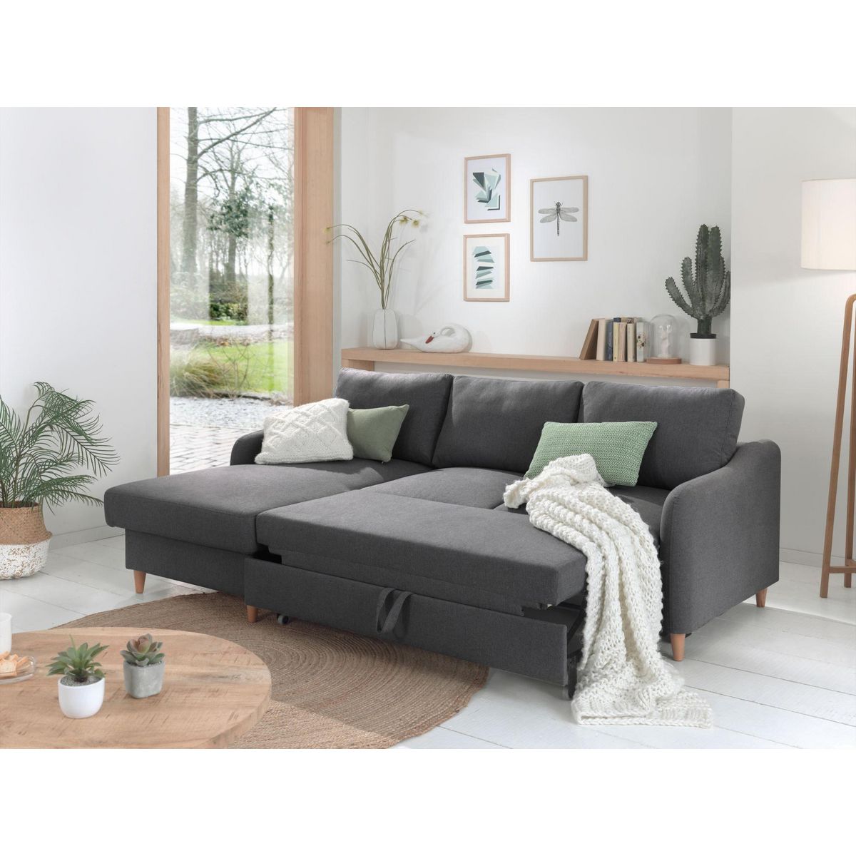 LISA DESIGN Will - canapé d'angle gauche - convertible avec coffre - 4 places - en tissu