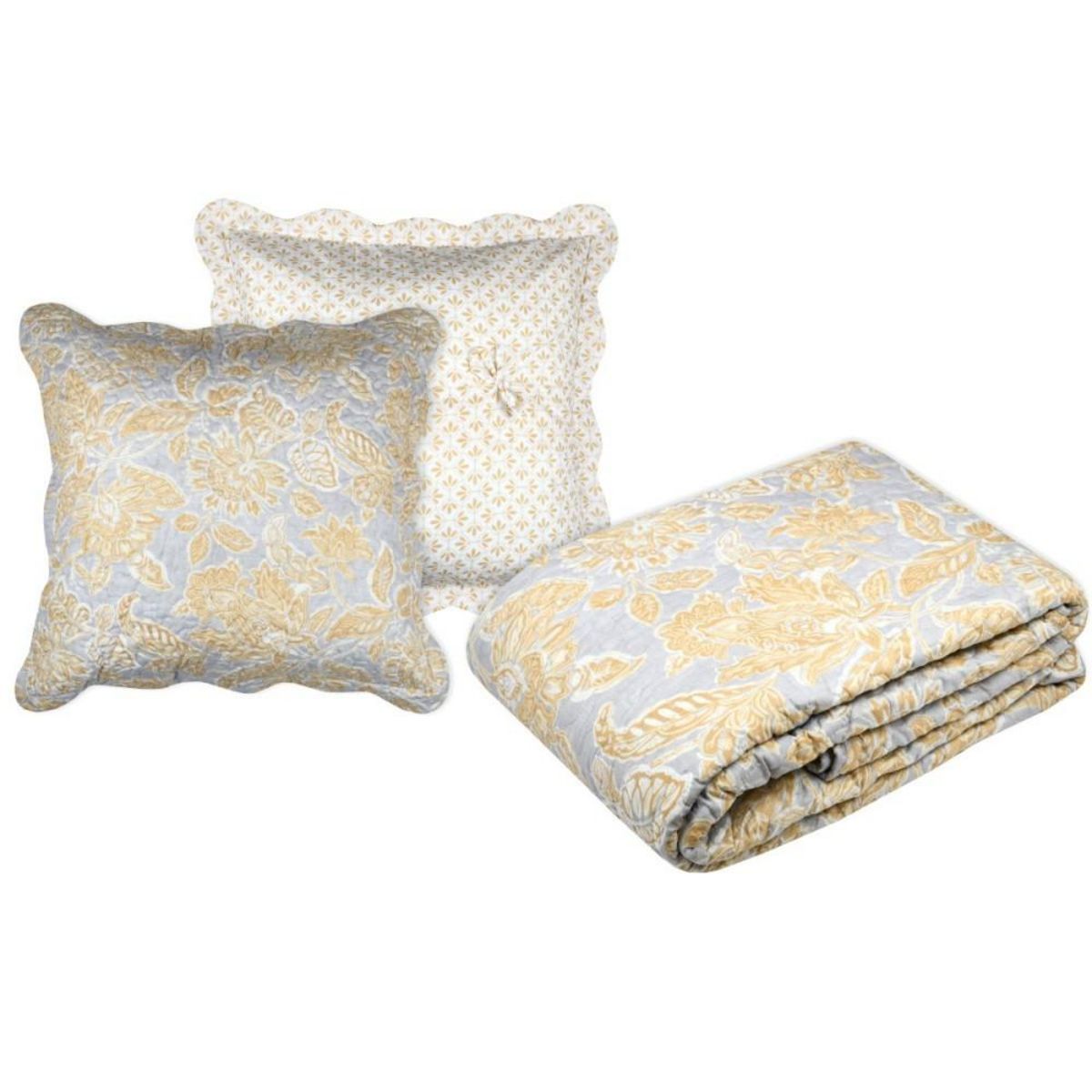 Lovely Casa Couvre lit boutis réversible 240x220 avec 2 taies NERYA