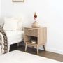 Voir la diapositive 4 : The Home Deco Factory Table de chevet 1 tiroir Saulk en bois - Marron