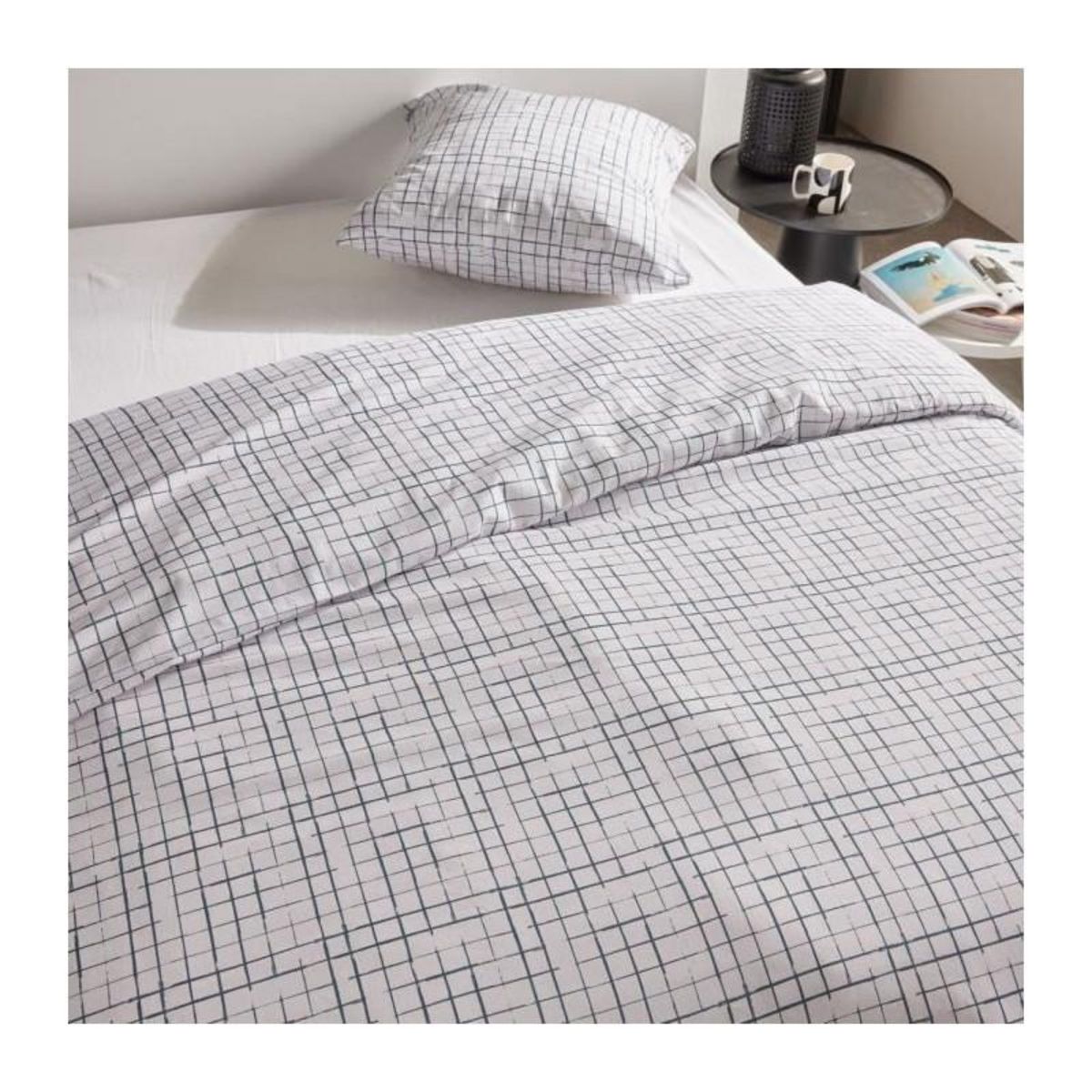 Today Parure de lit - TODAY Crazy - Imprimé Carreaux - 2 personnes - 220 x 240 cm - Blanc