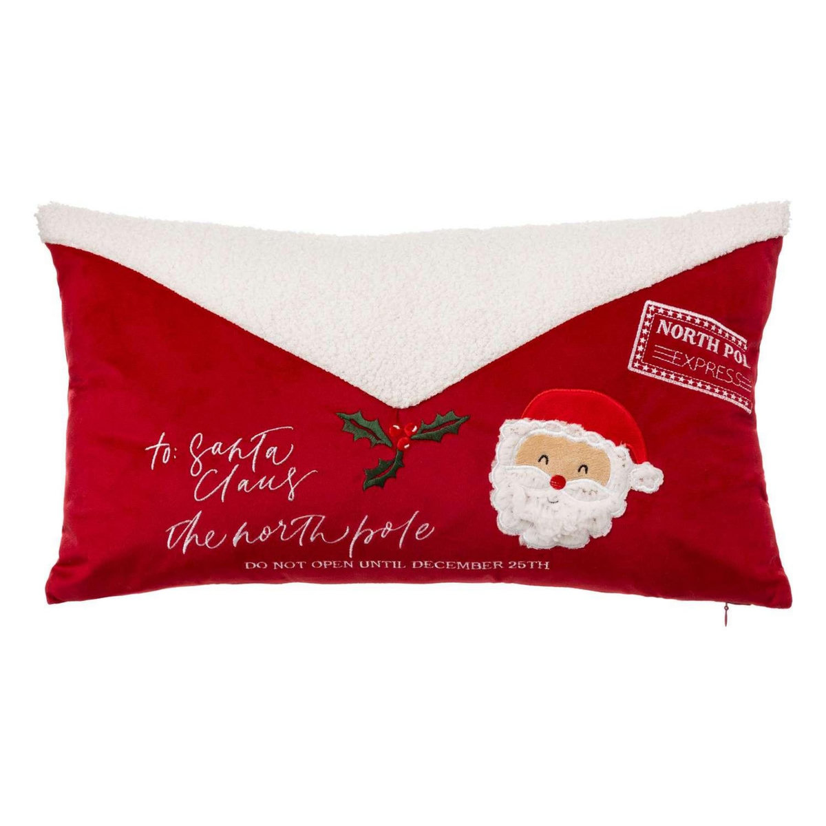 ATMOSPHERA Coussin lettre au Père Noël - 50 x 30 cm - Blanc et rouge