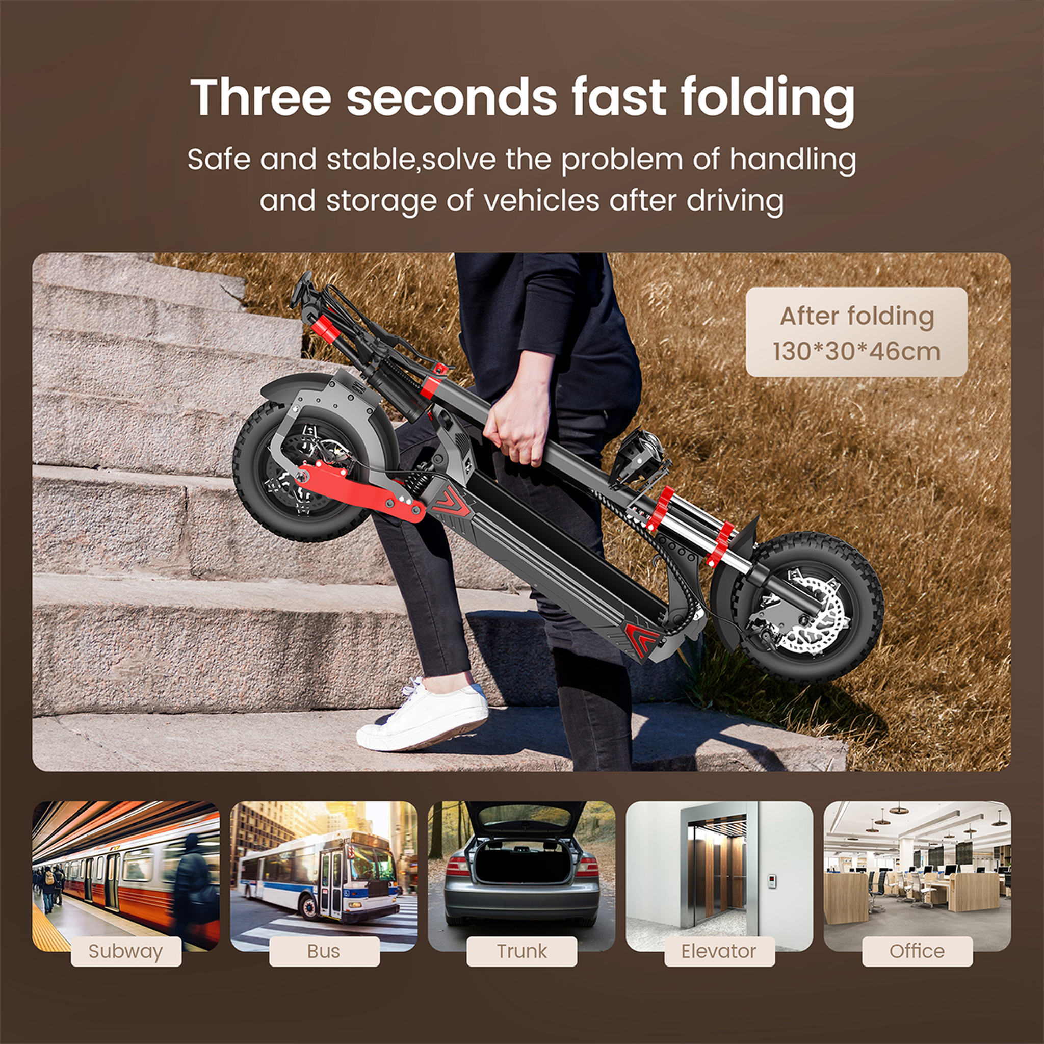 Voir la diapositive 6 : ISCOOTER Trottinette électrique pliable iScooter iX8 - Moteur 2 x 1200 W - Batterie 48 V 20 Ah - Pneus 12 pouces