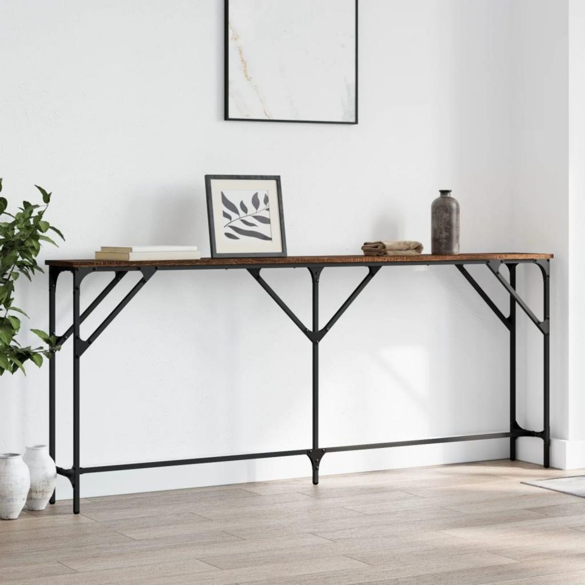 VIDAXL Table console chene marron 180x23x75 cm bois d'ingenierie